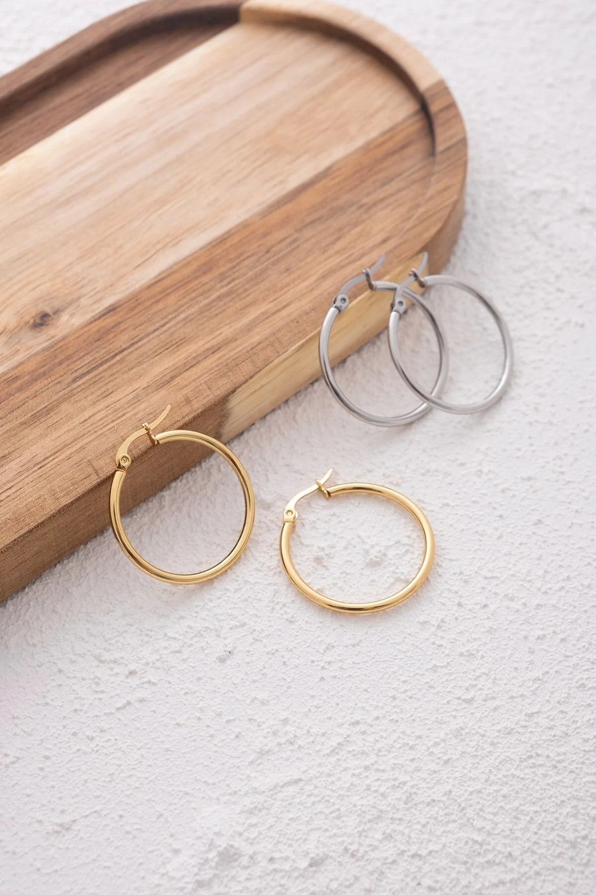 Çelik Halka Küpe Kararmaz İnce Halka Küpe Çap 3cm