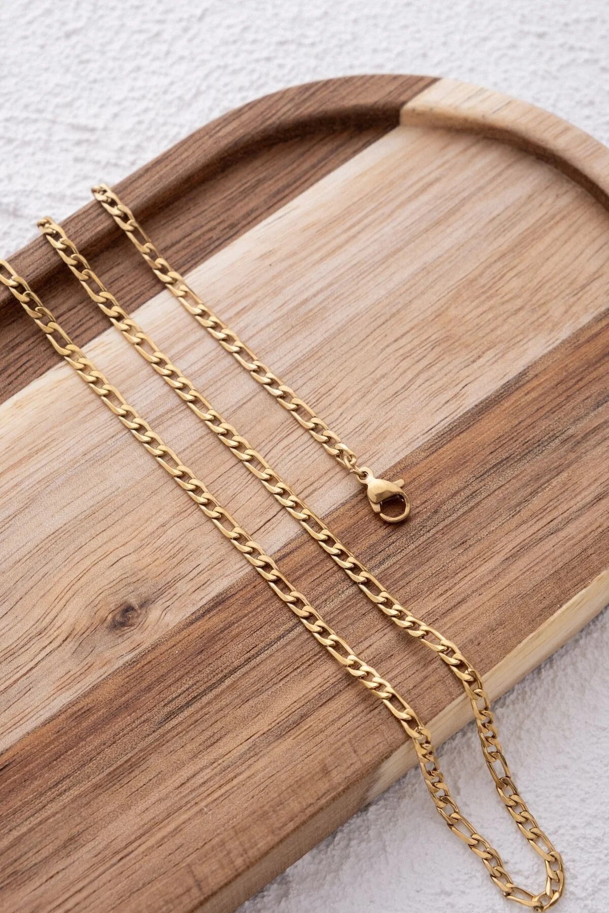 Çelik İnce Figaro Zincir Kolye Kararmaz 3mm Unisex