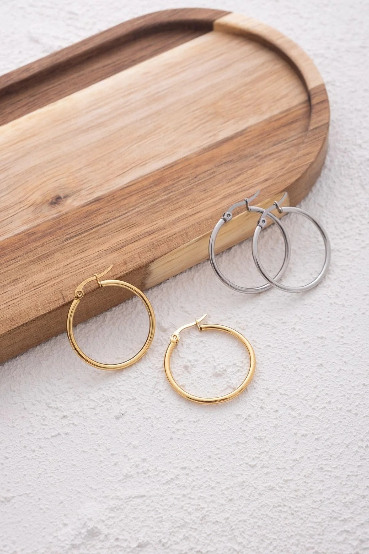 Çelik Halka Küpe Kararmaz İnce Halka Küpe Çap 3cm