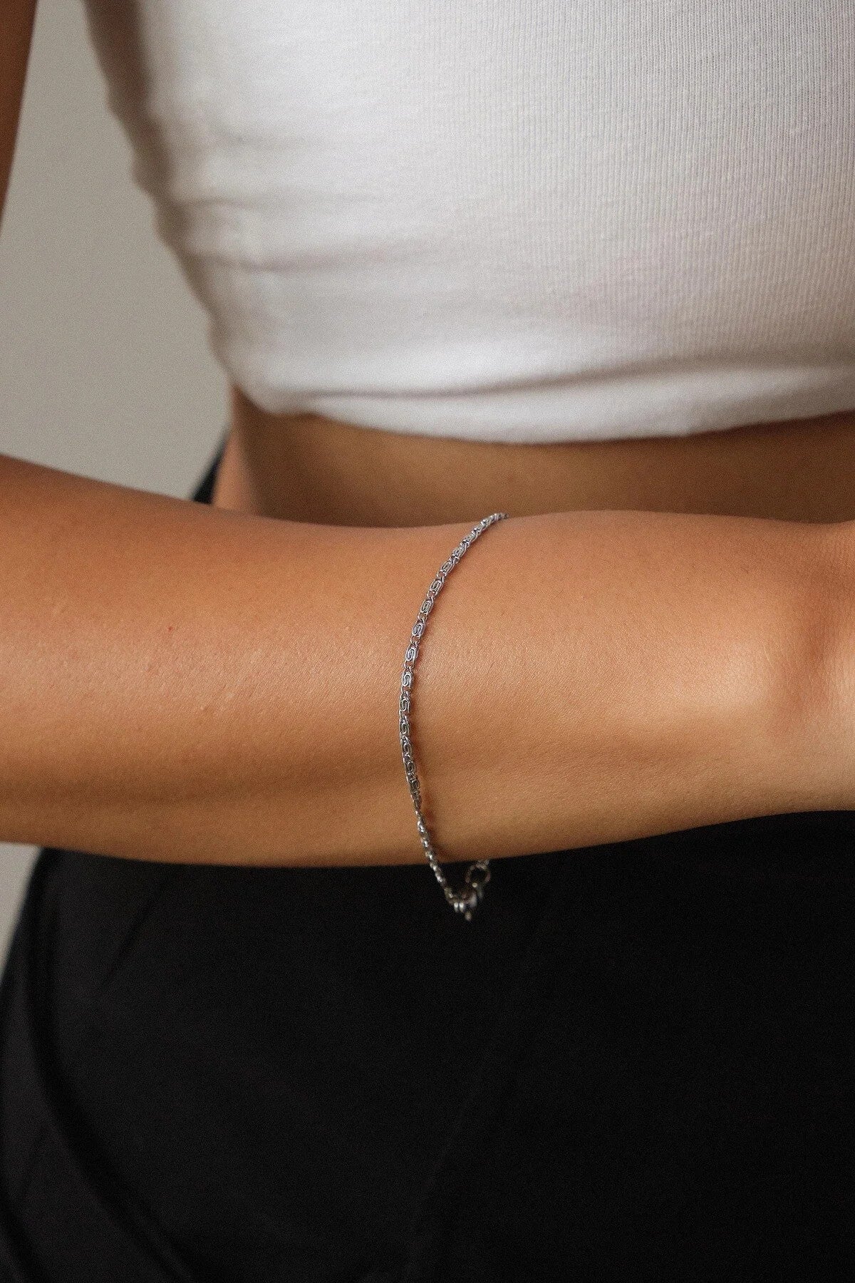 Çelik İnce Ataç Model Zincir Bileklik Minimal Zincir Salyangoz Kararmaz 2mm 17cm+4cm&21cm