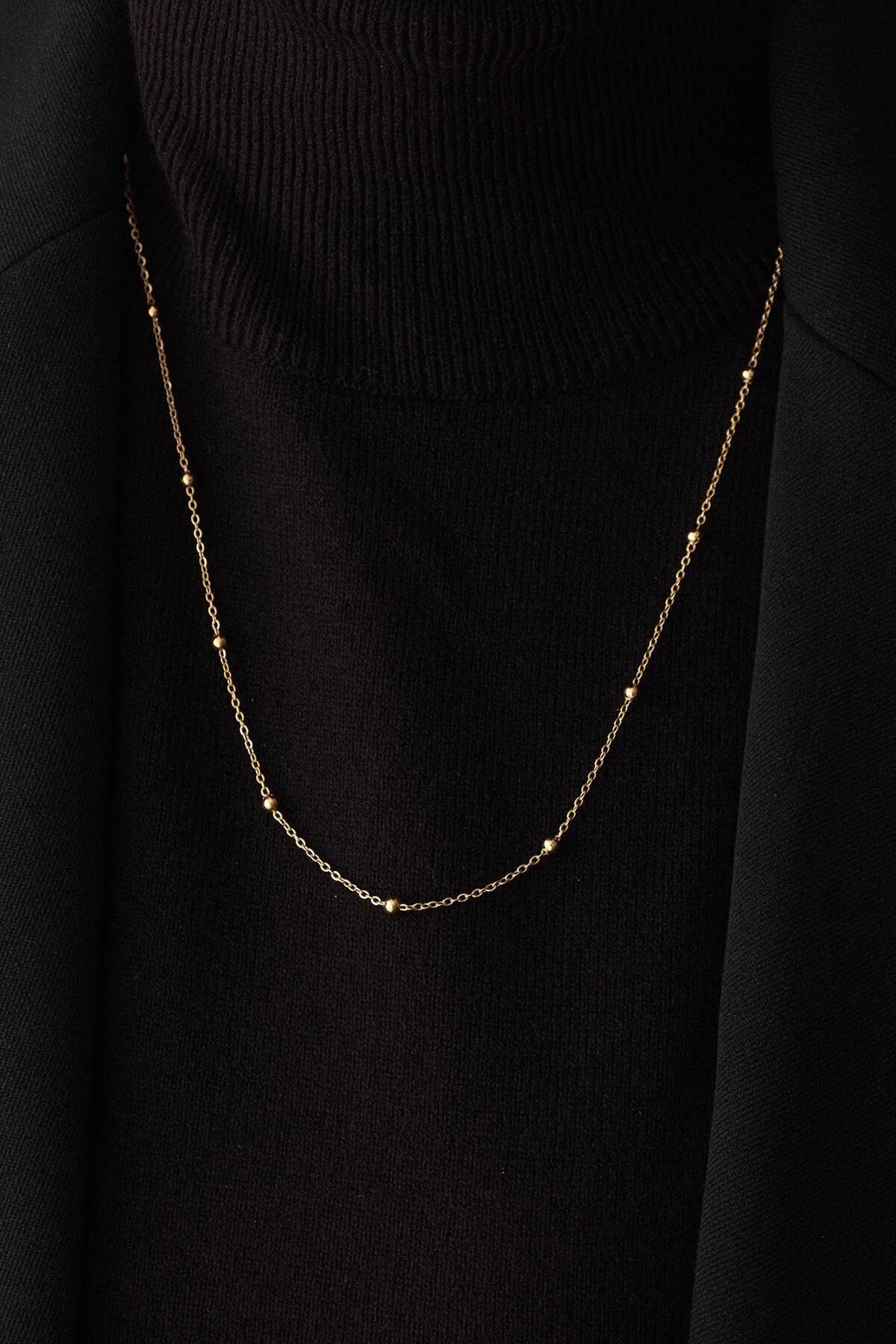 Çelik Toplu Ince Dorika Zincir Kolye Ince Forse Zincir 1mm Zarif Minimal