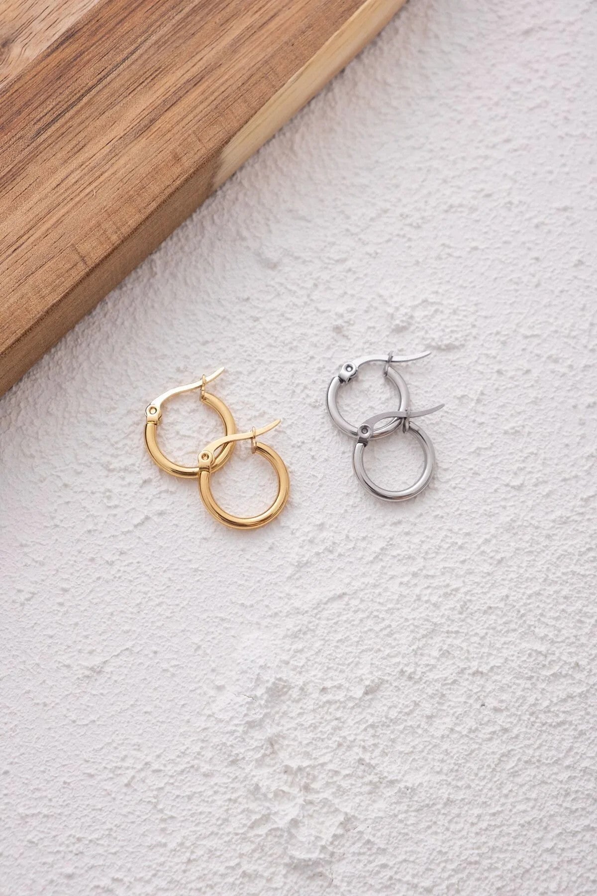 Çelik Halka Küpe Kararmaz İnce Halka Küpe Çap 1.4cm