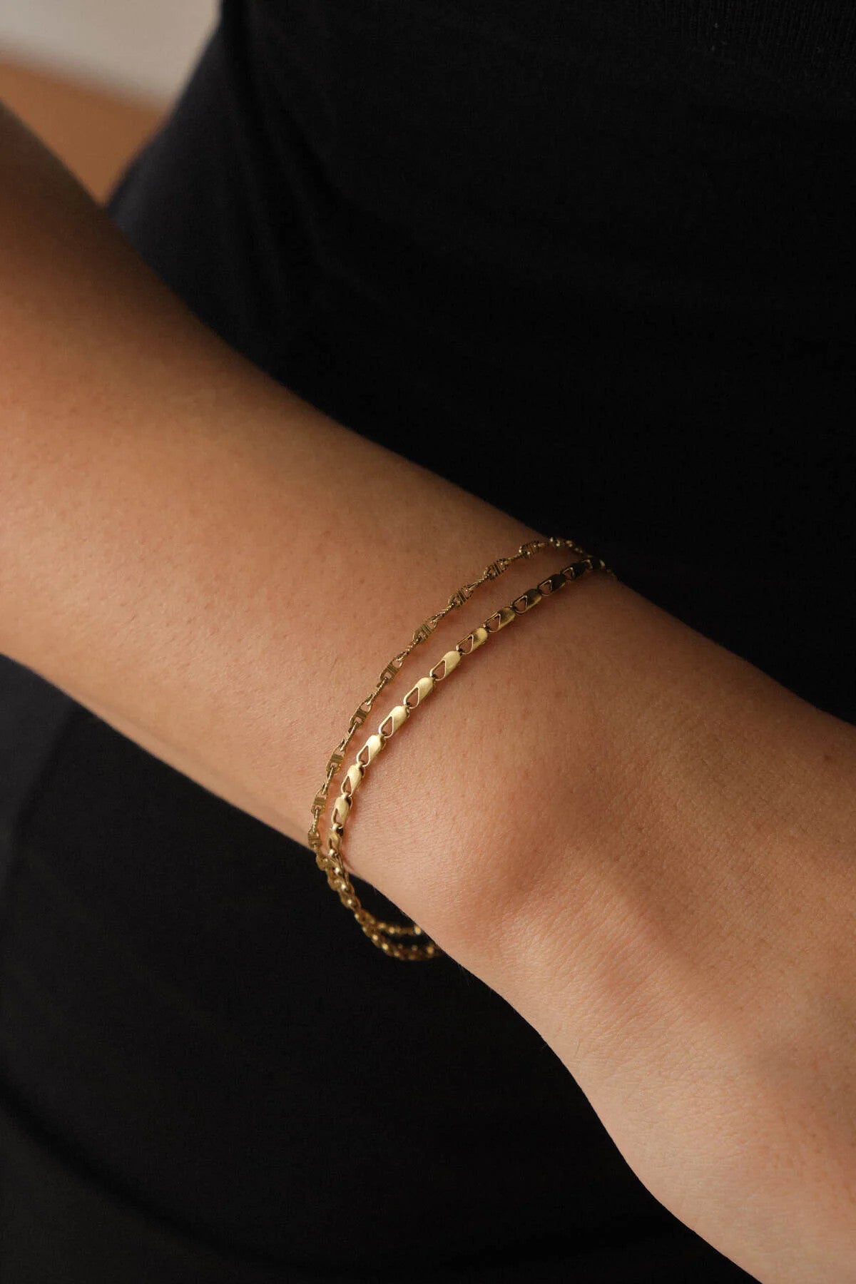 Çelik 2'li Kombin Dokulu Fermuar Ve Papağan Zincir Bileklik Minimal Kararmaz 17+4cm & 21cm