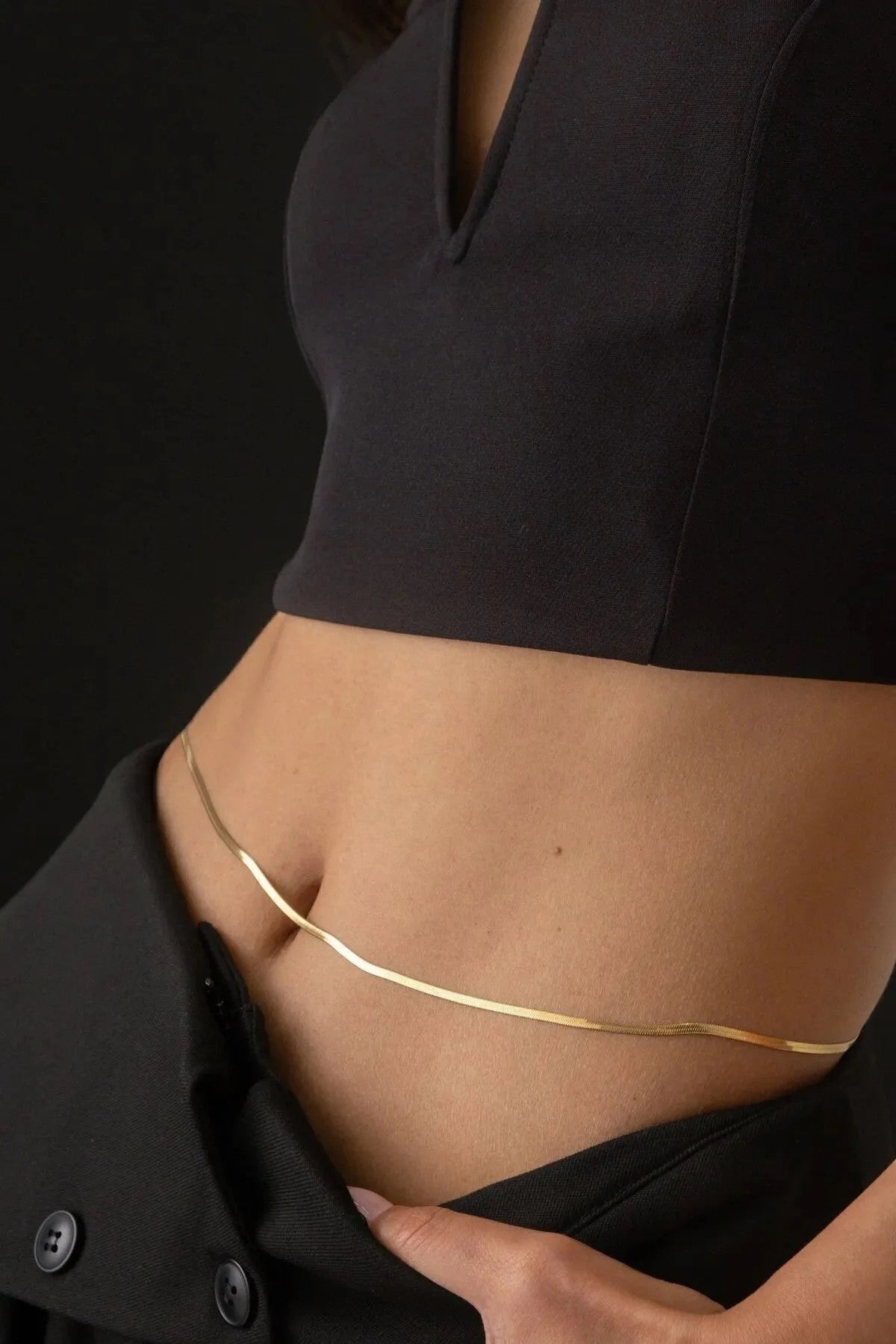 Çelik Italyan Bel Zinciri Balık Sırtı Zincir Günlük Kullanıma Uygun Kararmaz Zincir 80-15cm 3mm