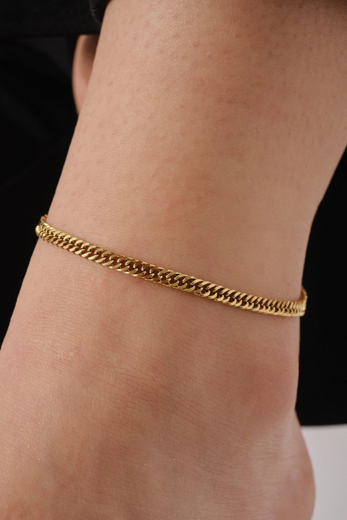 Çelik Almak Gurmet Zincir Halhal Günlük Kullanıma Uygun Miami Küçük Zarif Küba Halhal 4mm 22cm+3cm