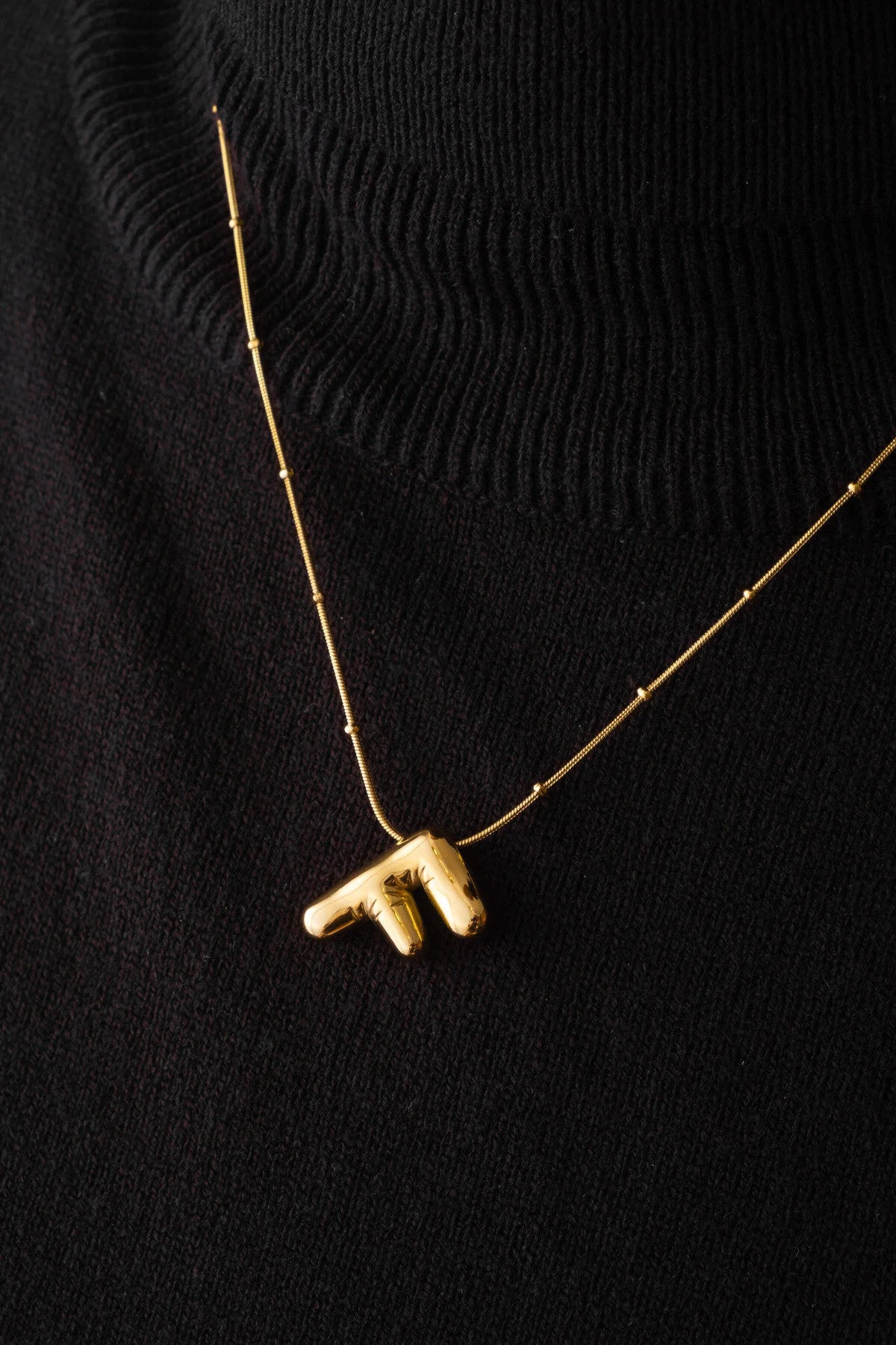 Çelik Harfli  "F"  Bubble Balon Kolye Balık Sırtı Toplu Zincir F Harfi 45cm