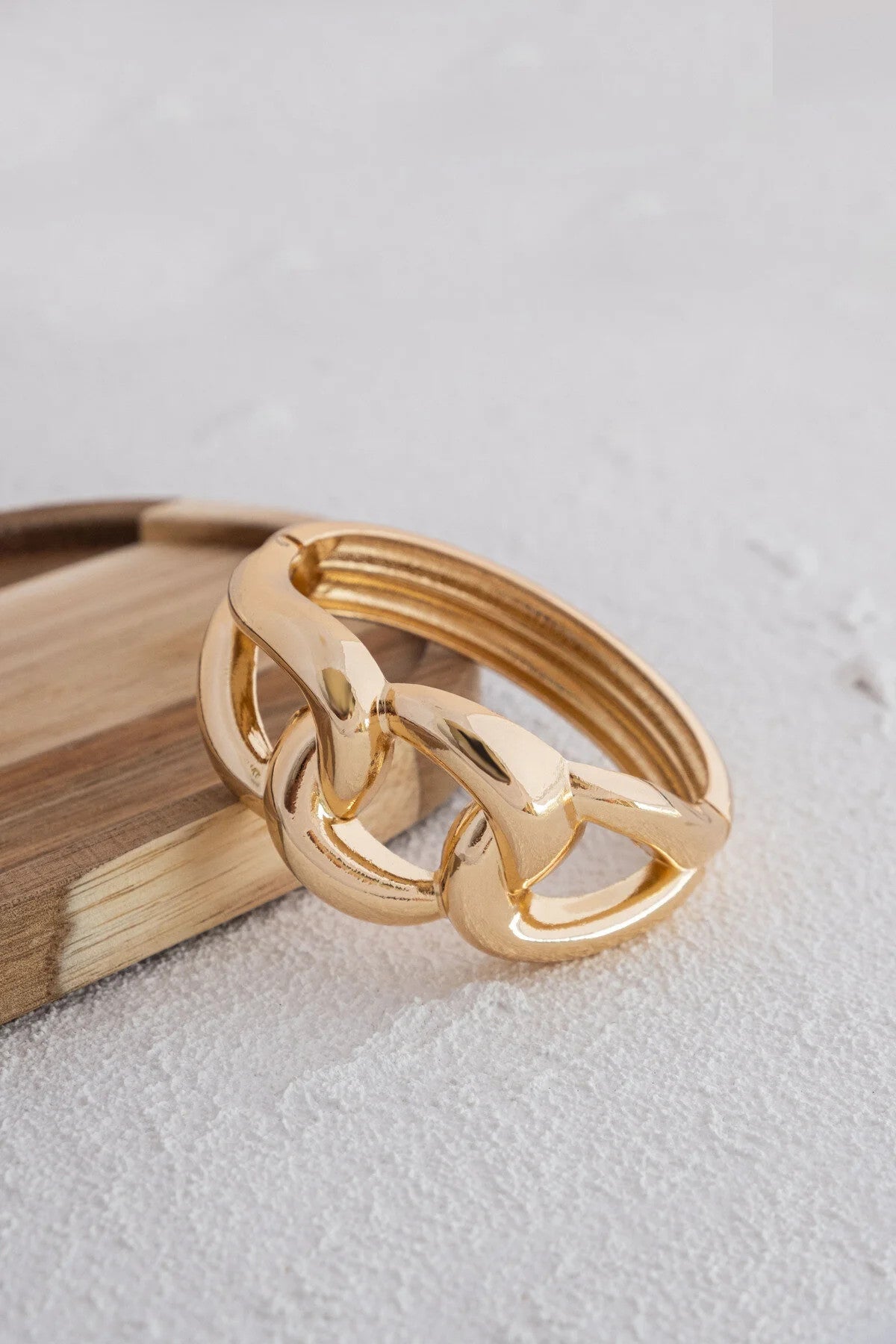 Büyük Kalın Zincir Modelli Kelepçe Bileklik Altın Kaplama 17cm