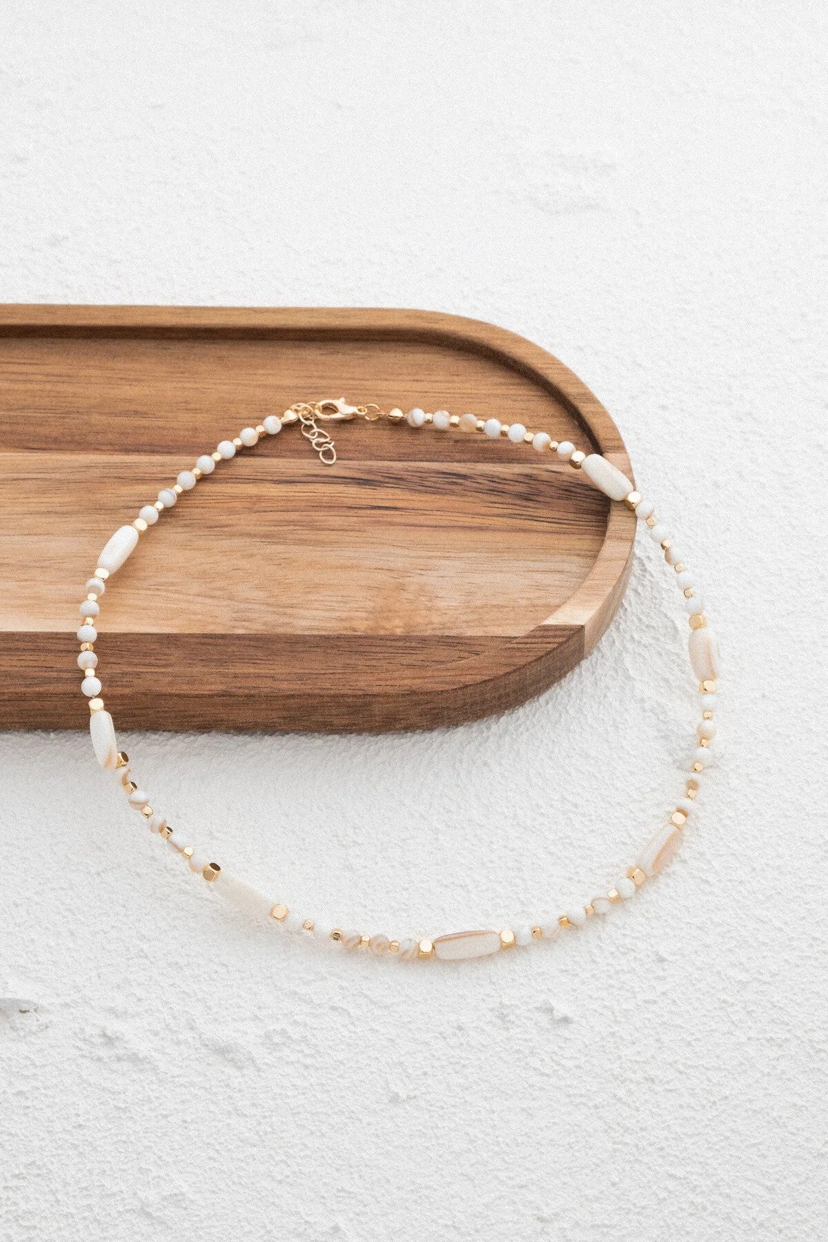 Sedef Doğal Taş Kolye 40cm