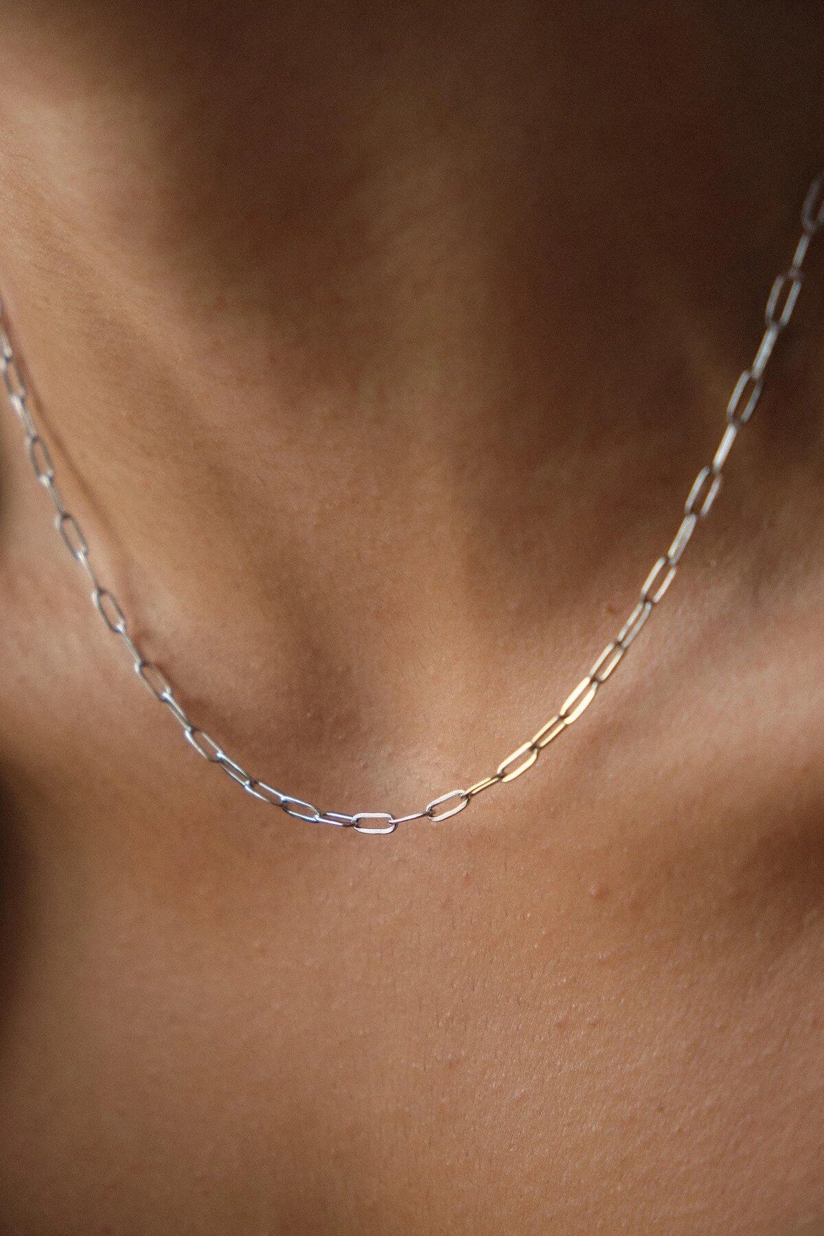 Çelik Ataç Oval Halka Zincir Kolye Günlük Kullanıma Uygun Kararmaz Kablo Zincir Kolye 2mm