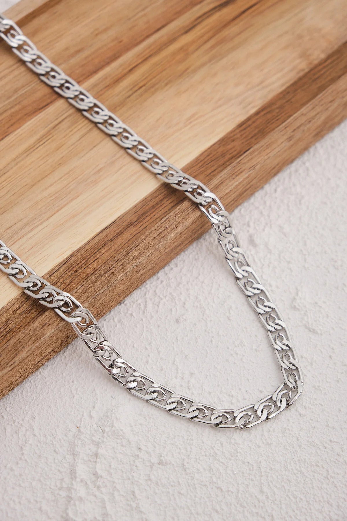 Çelik Kalın Salyangoz Zincir Kolye Minimal Ataç Model Kararmaz 6mm Günlük Kullanıma Uygun