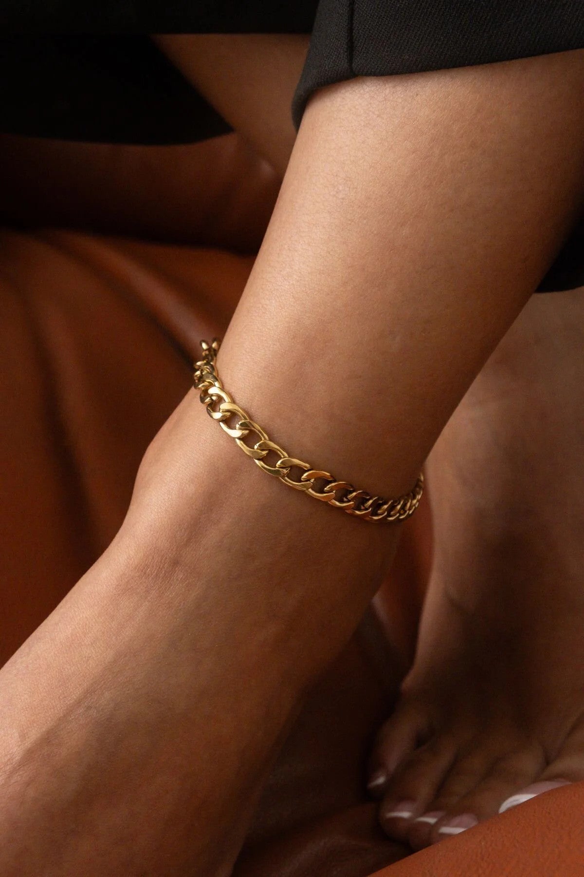 Çelik Kalın Gurmet Zincir Halhal Denizde Günlük Kullanıma Uygun Büyük Küba Halhal 6mm 22cm 4cm