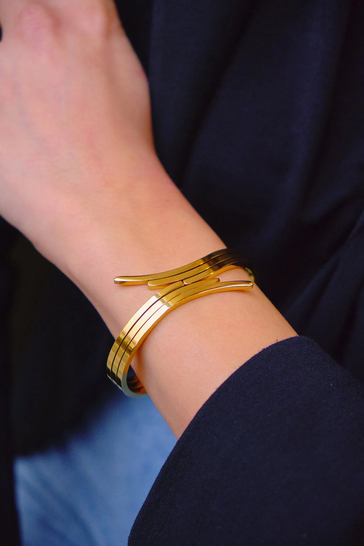 Çelik Melek Kanadı Kelepçe Bileklik Kararmaz