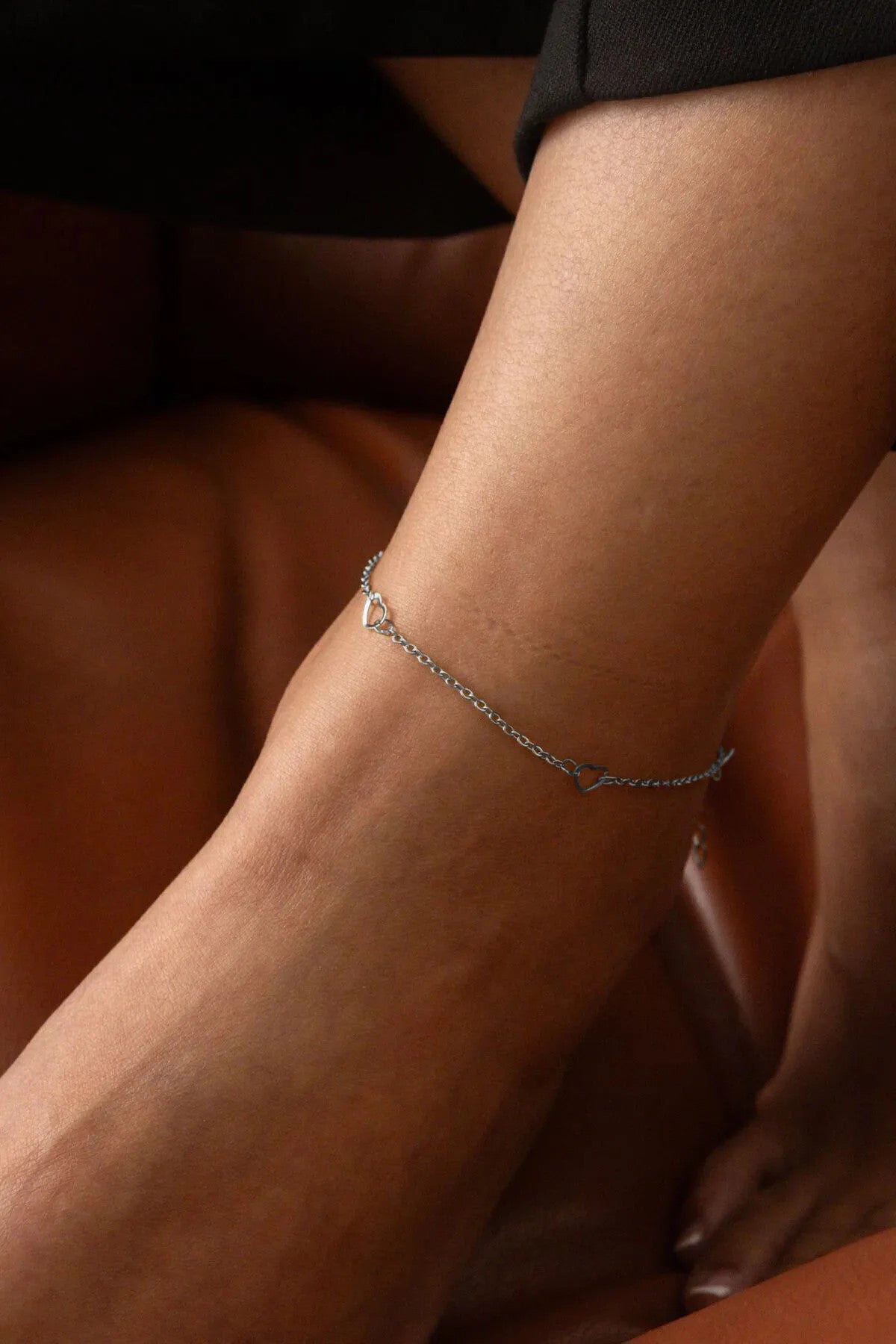 Çelik Kalp Halhal İnce Kalp Zincir Halhal Denizde Yazın Günlük Kullanıma Uygun Kararmaz 1mm 22cm 4cm