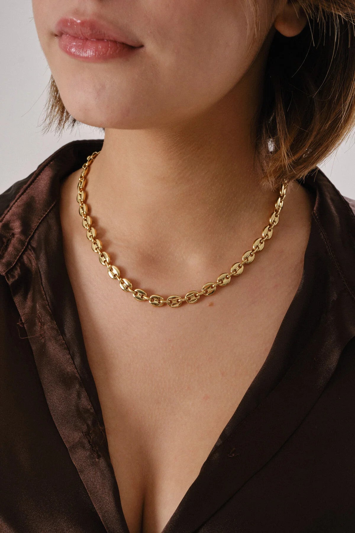 Çelik Gemici Model Zincir Kolye Kahve Çekirdeği Zincir 5mm Kişiselleştirilebilir Boy