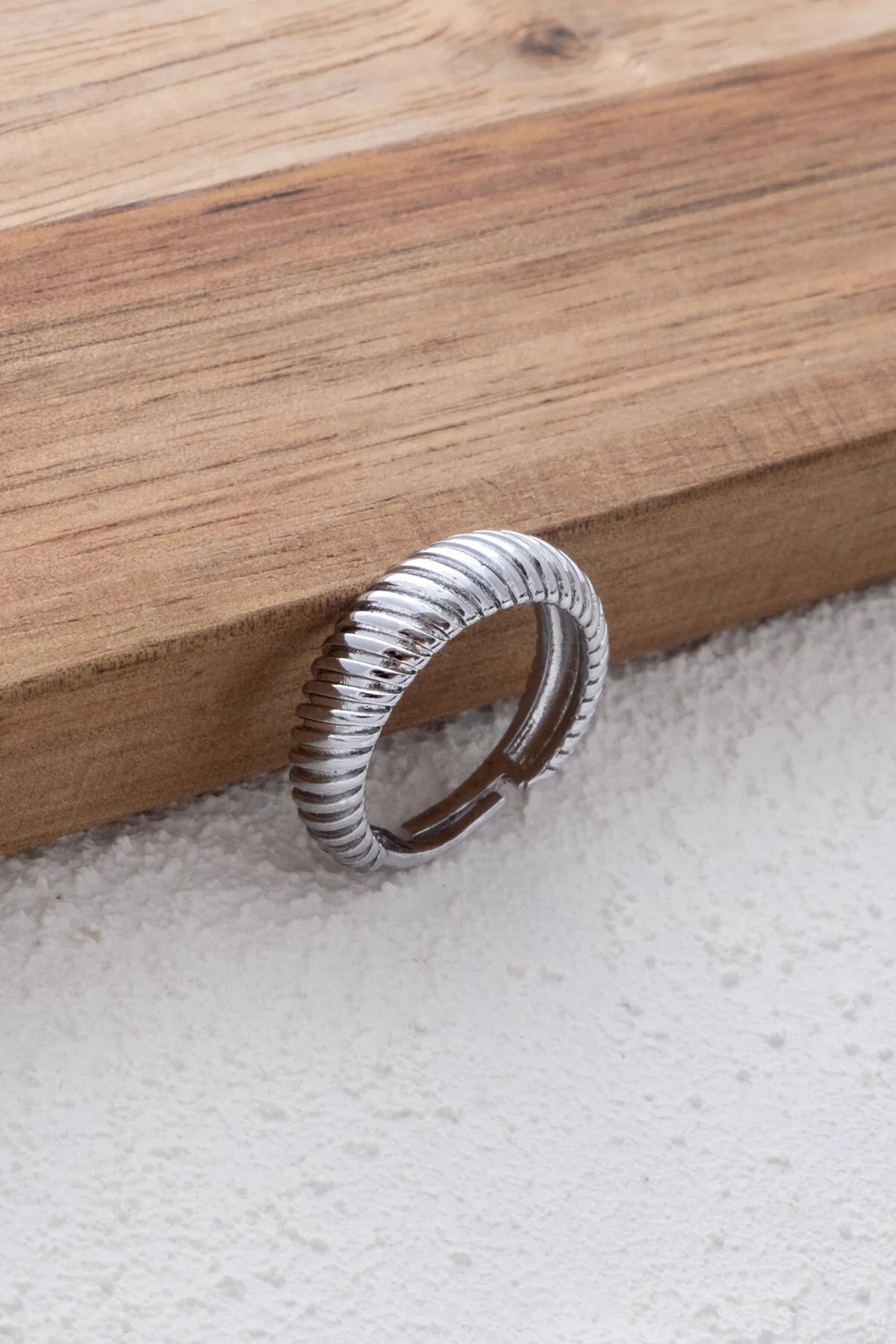 Midye Yüzük Çizgili Plaka İstiridye Free Size Ayarlanabilir Ölçü