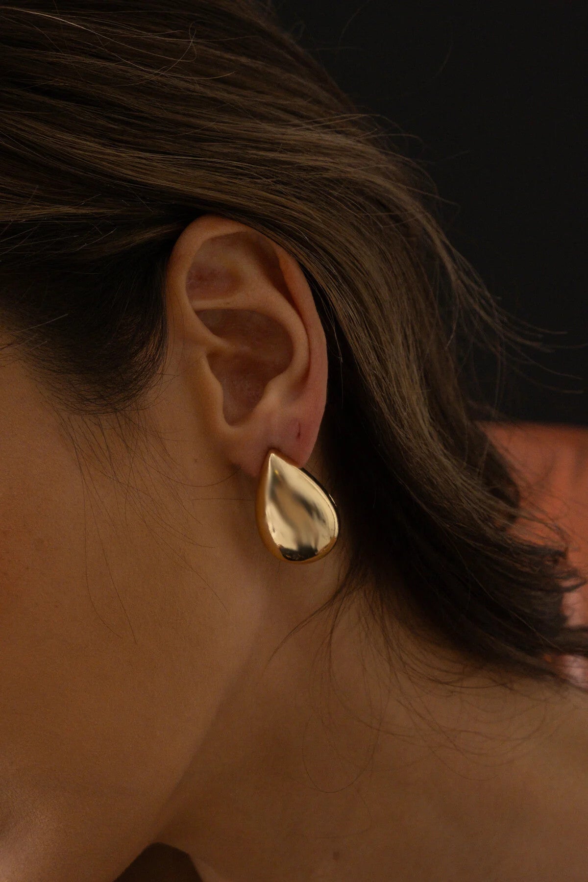 Damla Küpe Yeni Sezon Büyük Altın Renk Su Damlası Küpe 2.5cm