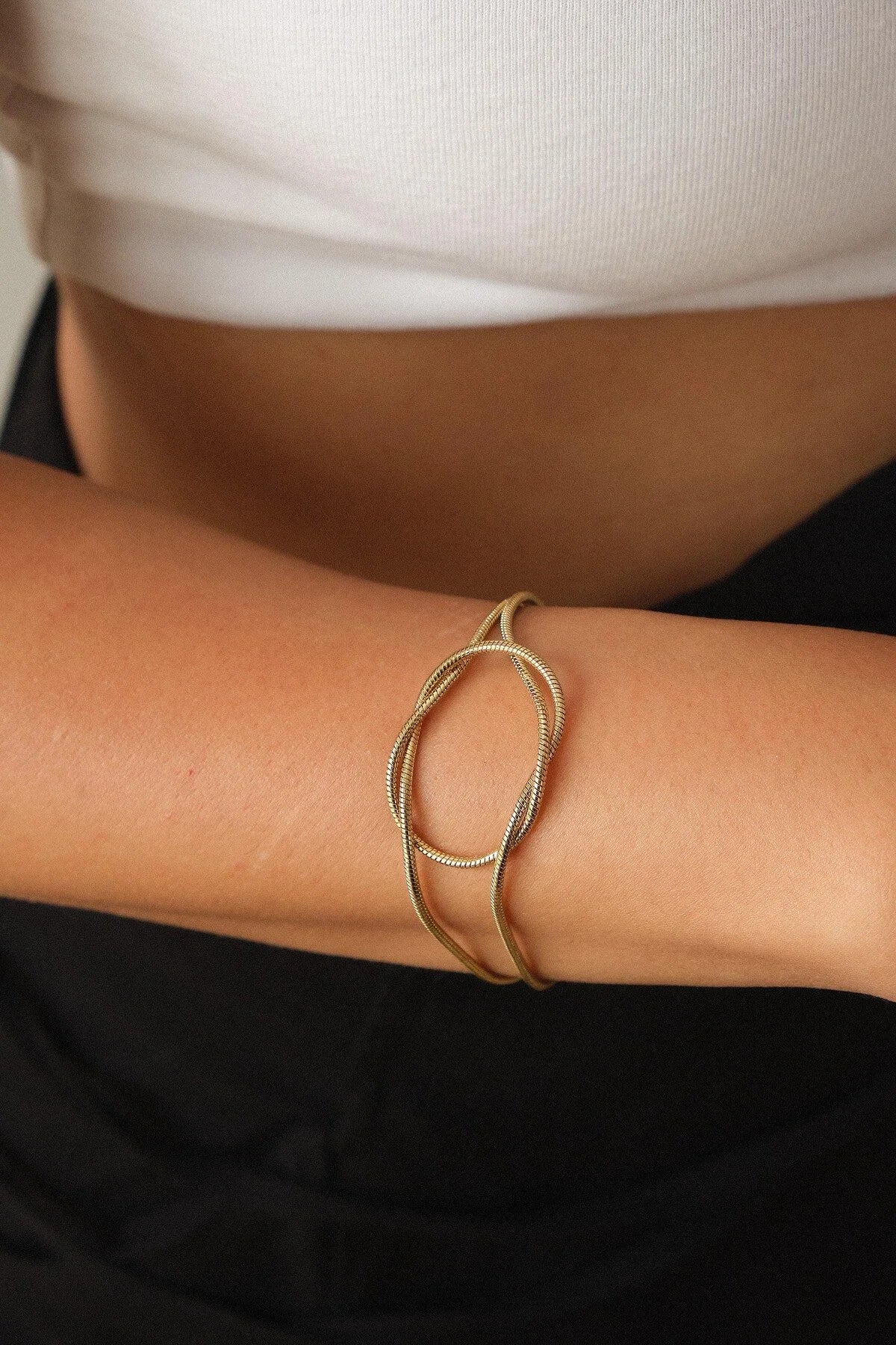 Çelik Düğüm Bileklik Sonsuzluk Sevgili-Arkadaş Bilekliği Kararmaz 17+6cm 2cm Günlük Kullanıma Uygun