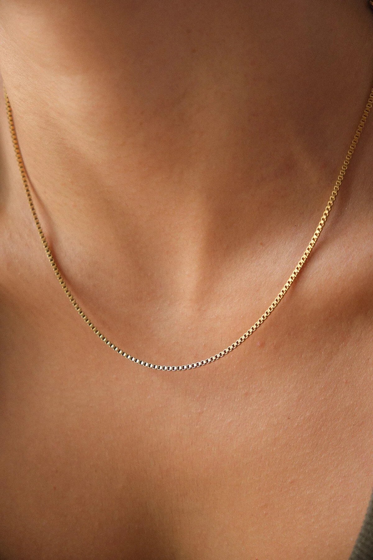 Çelik Kutu Kare Zincir Kolye İnce Box Küba Zincir 1mm Zarif Minimal