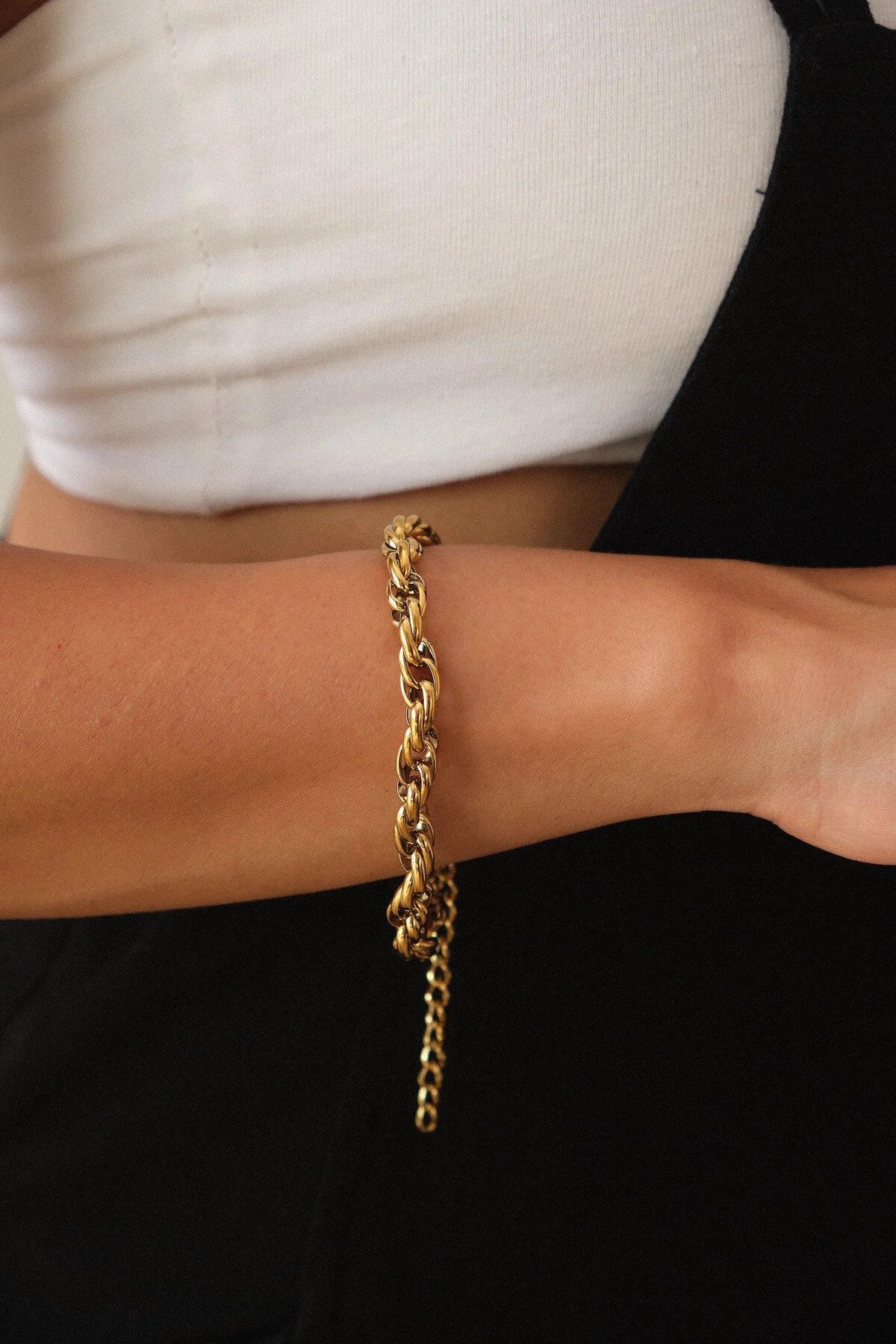 Çelik Burgu Bileklik Büyük Geçmeli Bileklik 5mm Kararmaz 17cm+4cm&21cm