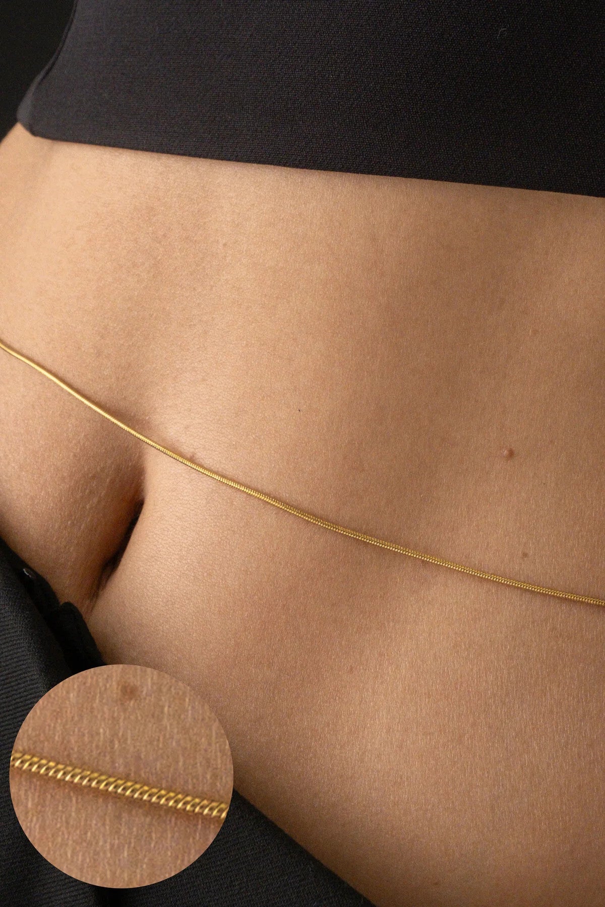 Çelik İnce İtalyan Bel Zinciri Yuvarlak Balık Sırtı Zincir Günlüğe Uygun Kararmaz Zincir 60-75cm 1mm