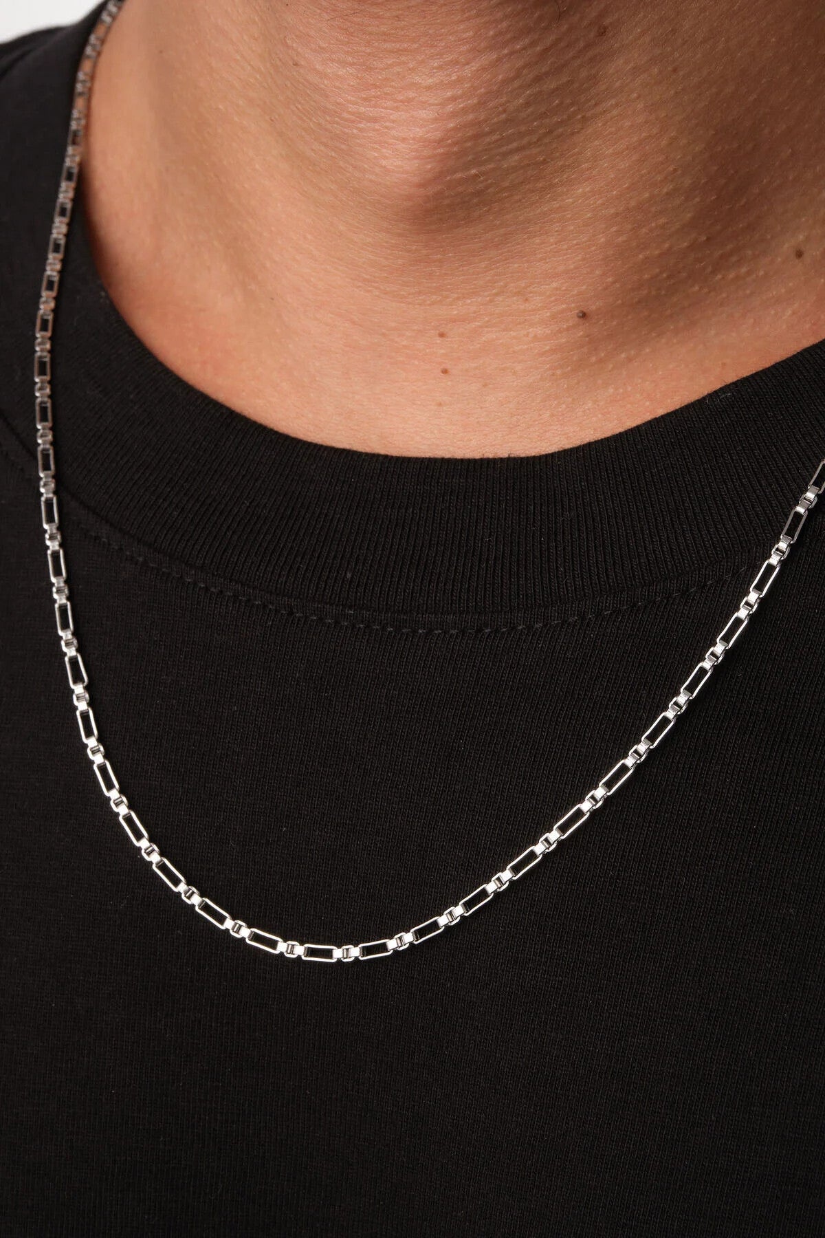 Çelik Dikdörtgen Kare Erkek Kolye 2mm Kararmaz