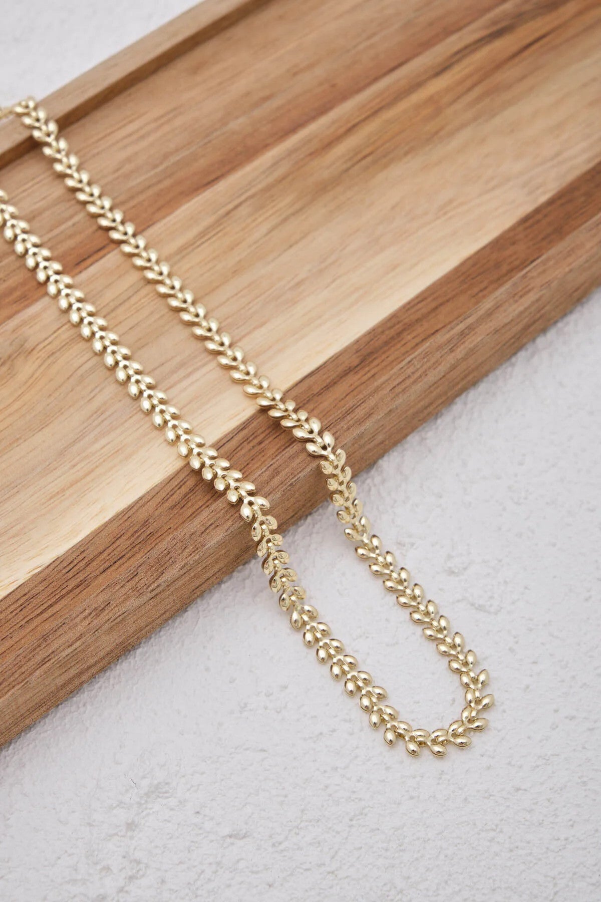 VIP Altın Kaplama Başak Kolye Balık Sırtı Model Kararmaz 5mm