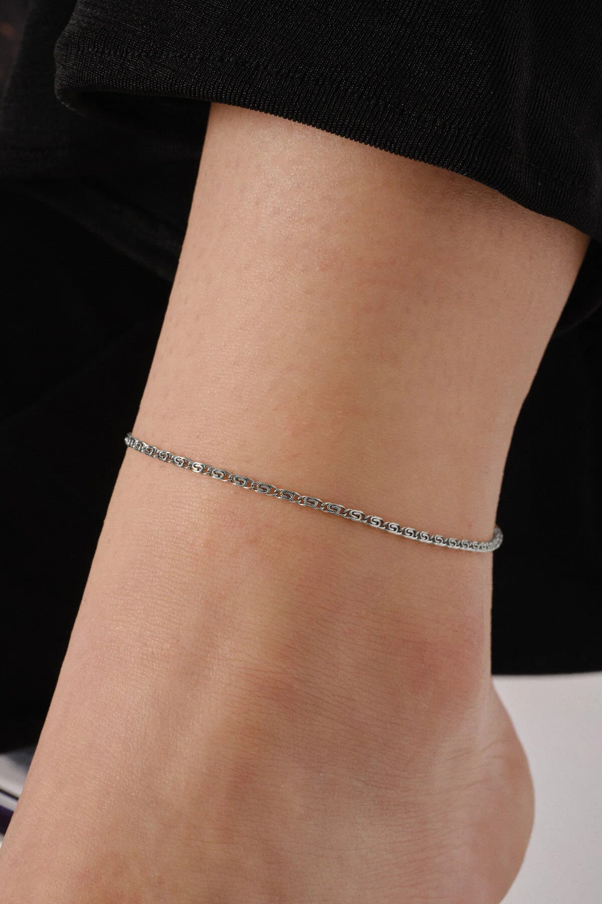 Çelik İnce Ataç Model Zincir Halhal Minimal Zincir Salyangoz Kararmaz 2mm 22+4cm