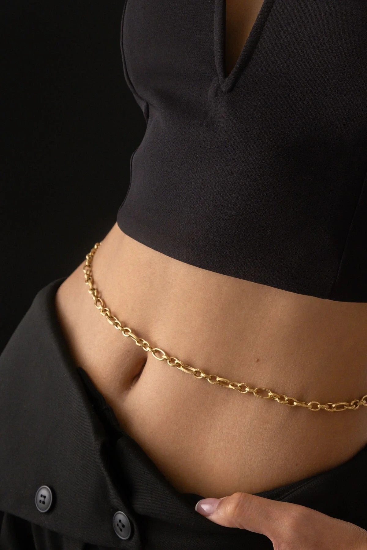 Çelik Oval Halka Ataç Bel Zinciri Günlük Kullanıma Uygun Tıknaz Doku Kablo Zincir 60-75cm 5mm