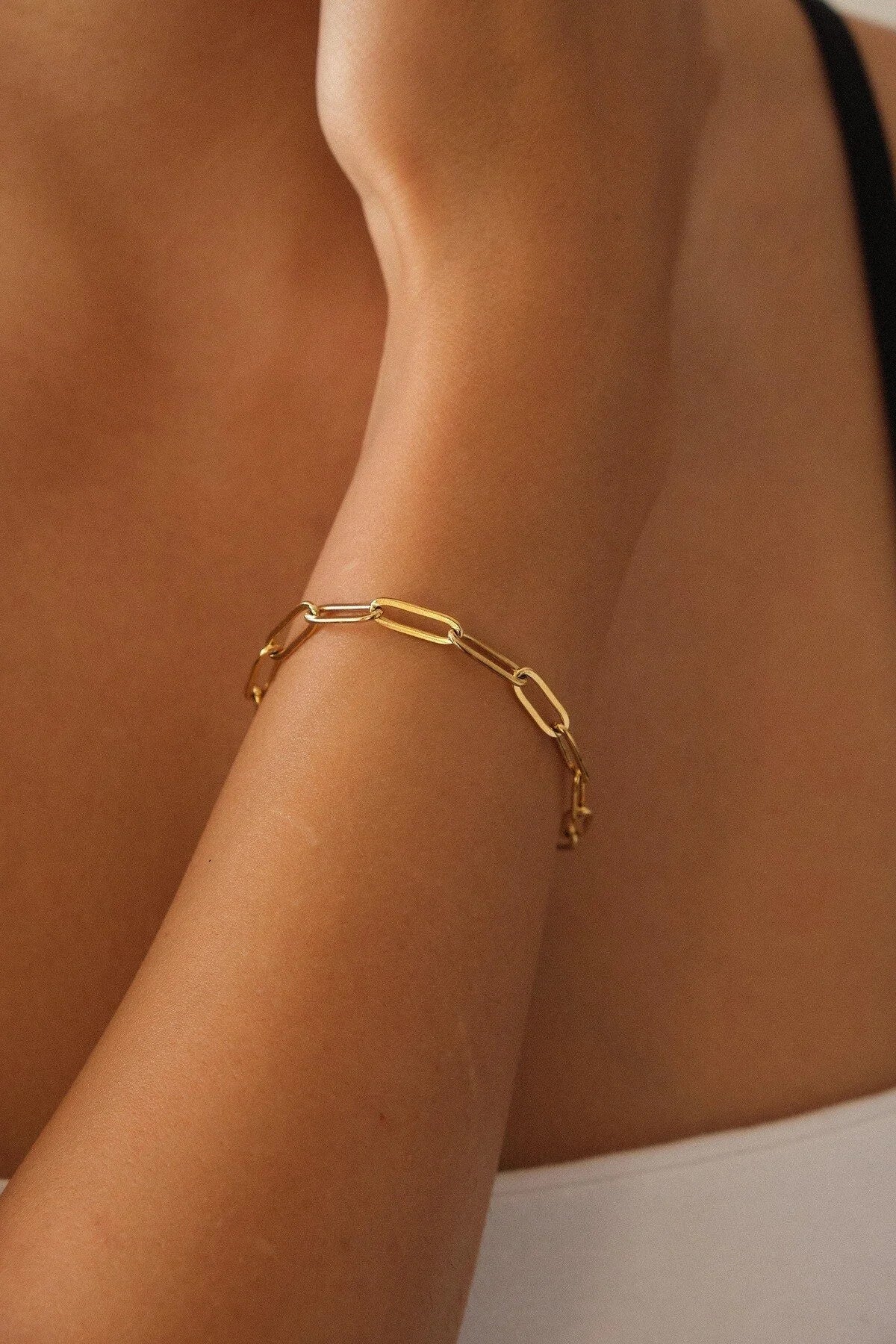 Çelik Ataç Zincir Bileklik Oval Halka 4mm 17cm+4cm&21cm Günlük Kullanıma Uygun Kablo Zincir Bileklik