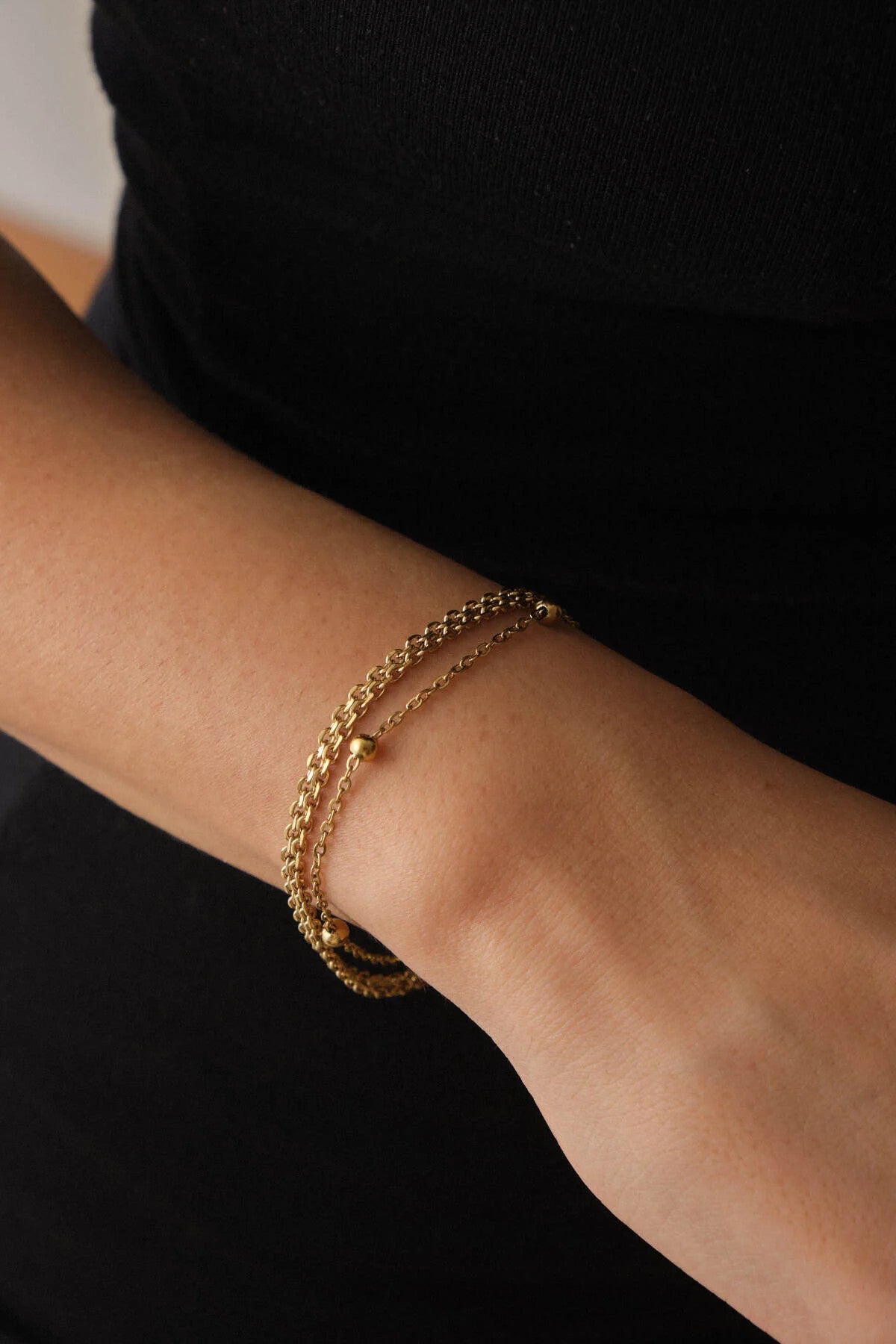 Çelik 2'li Kombin Toplu Ve Örme Zincir Bileklik Kararmaz 17+4cm & 21cm Günlük Kullanıma Uygun