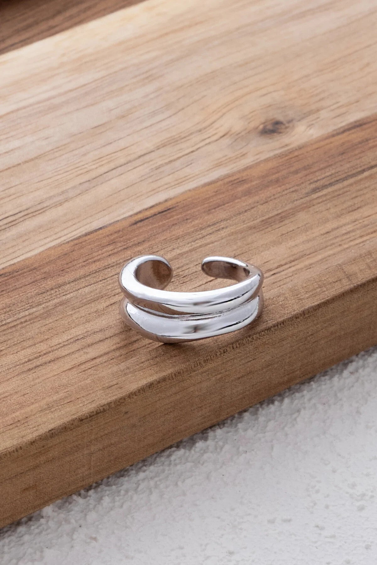 Dalga Model Yüzük Çift Sıralı Plakalı Free Size Ayarlamalı Ölçü