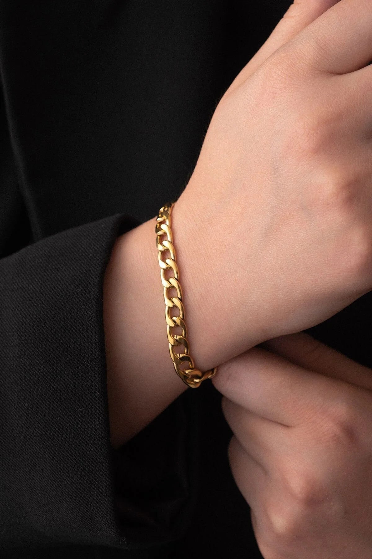 Çelik Gurmet Zincir Bileklik 6mm Kararmaz Kalın Gurmet Bileklik Unisex 17cm+4cm&21cm