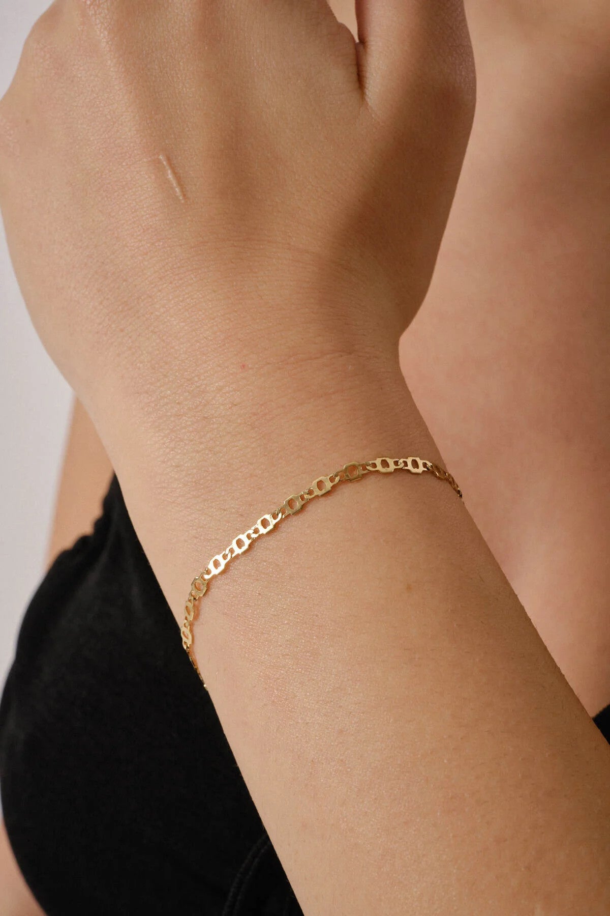 Çelik İnce Kalp Bileklik Pullu Altıgen Zincir Kararmaz 17+4cm 3mm Günlük Kullanıma Uygun