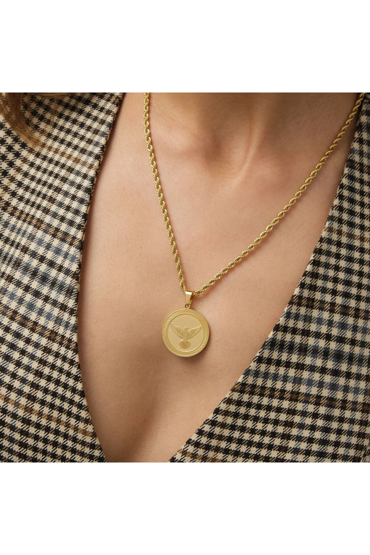 Çelik Kartal Madalyon Kolye