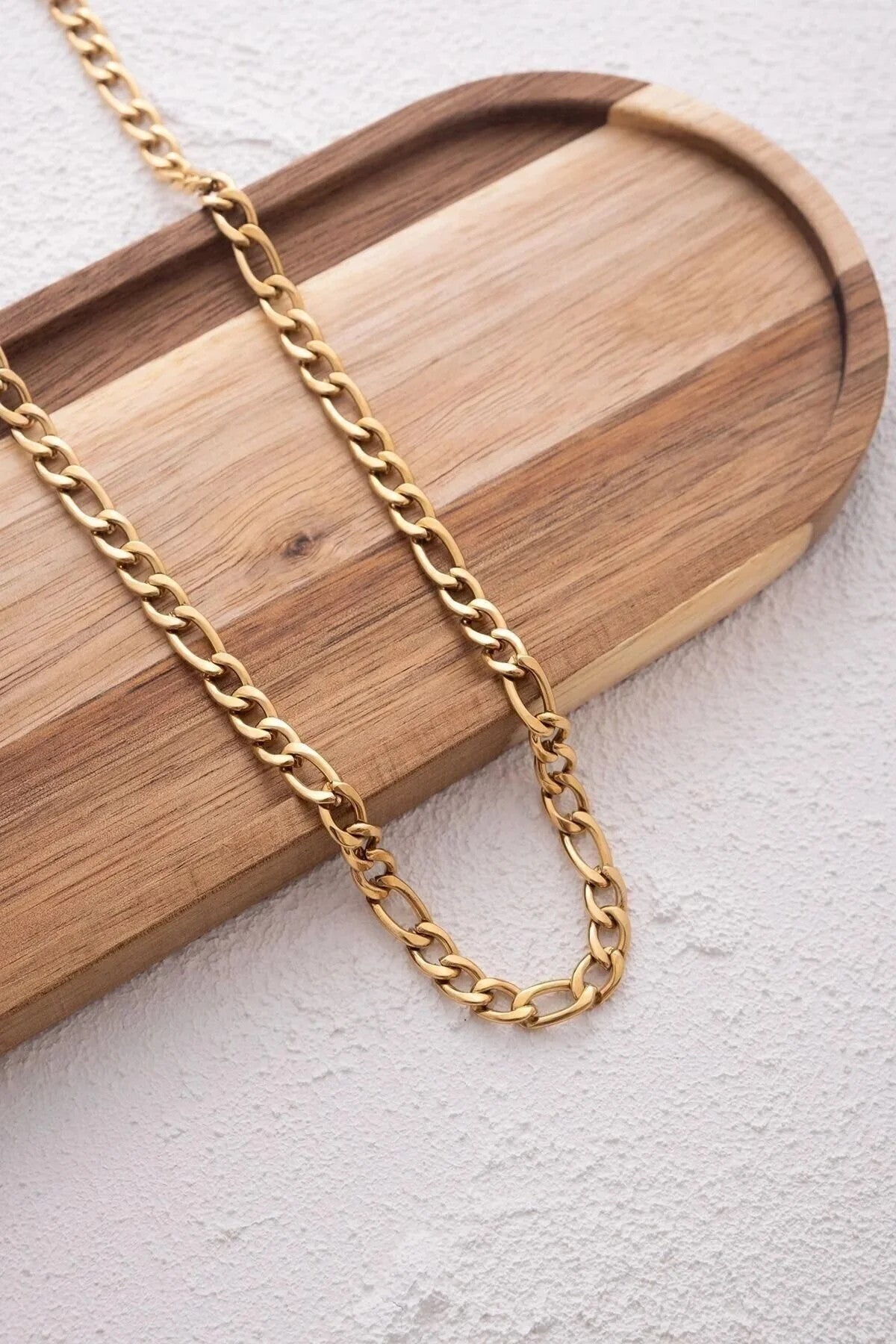 Çelik Figaro Erkek Zincir Kolye 6mm Kararmaz