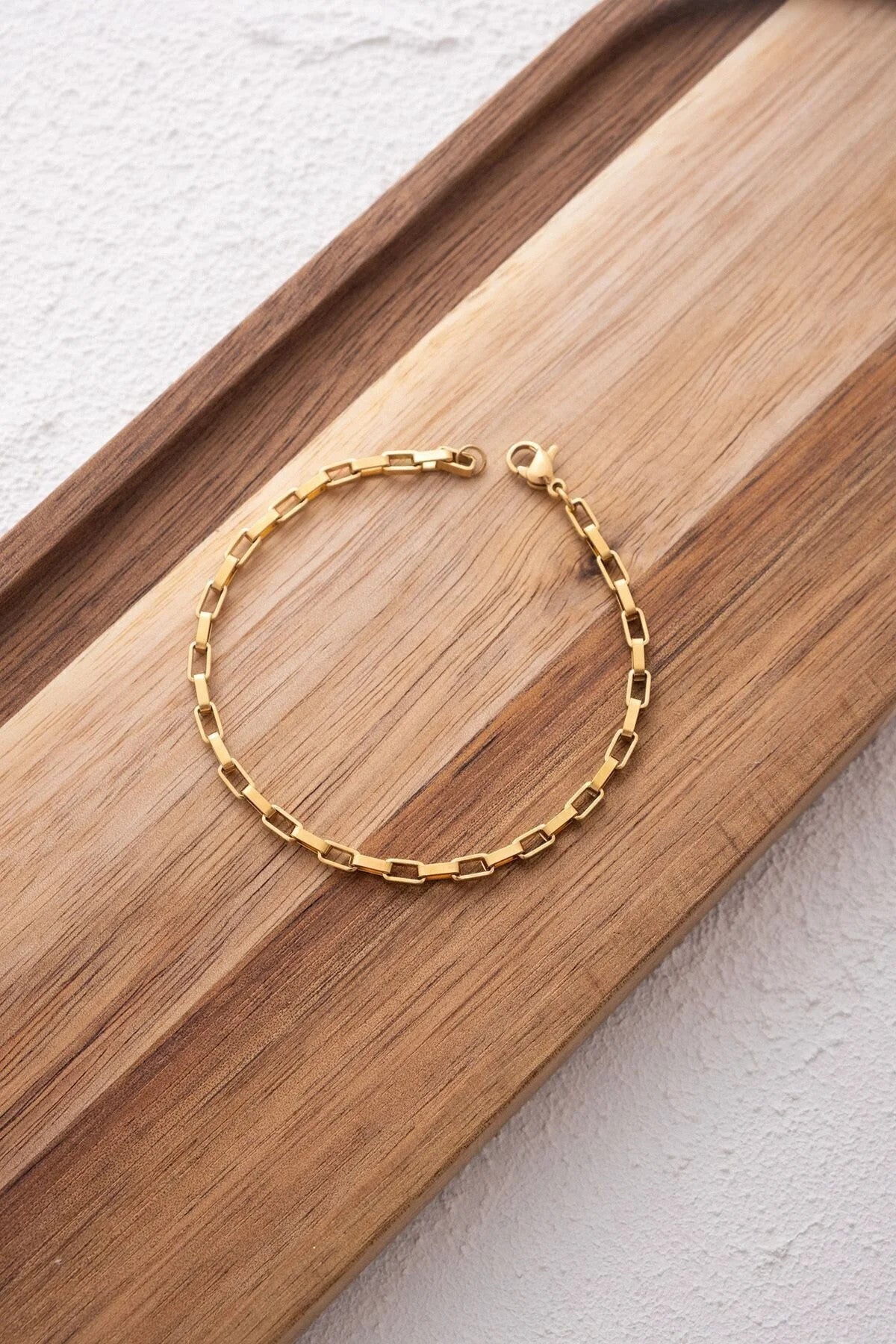 Çelik Dikdörtgen Zincir Halhal Denizde Yazın Günlük Kullanıma Uygun Kararmaz Halhal 3mm 22cm 4cm