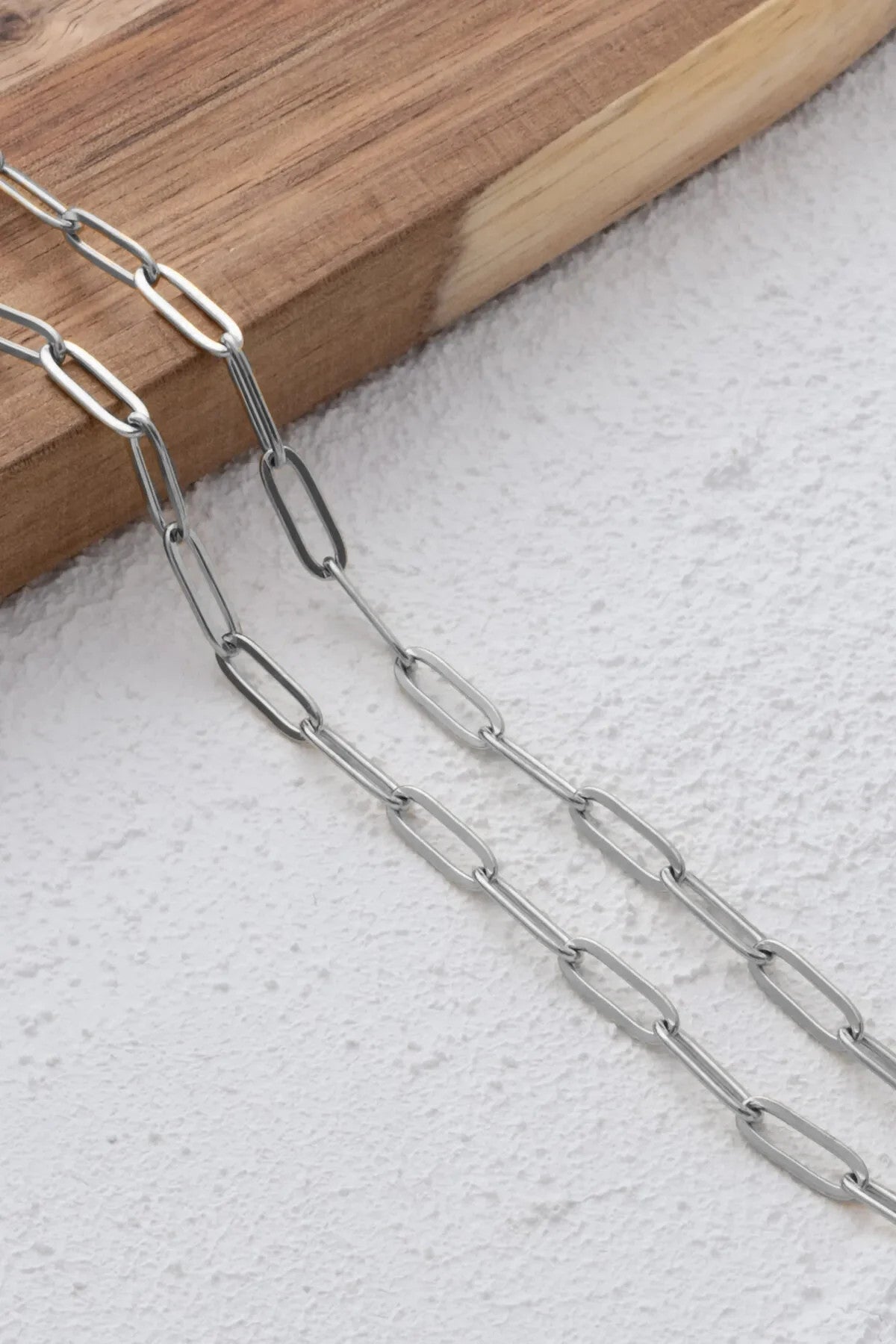 Çelik Ataç Bel Zinciri Denizde Yazın Günlük Kullanıma Uygun Oval Zincir Kararmaz 4mm 60-75cm