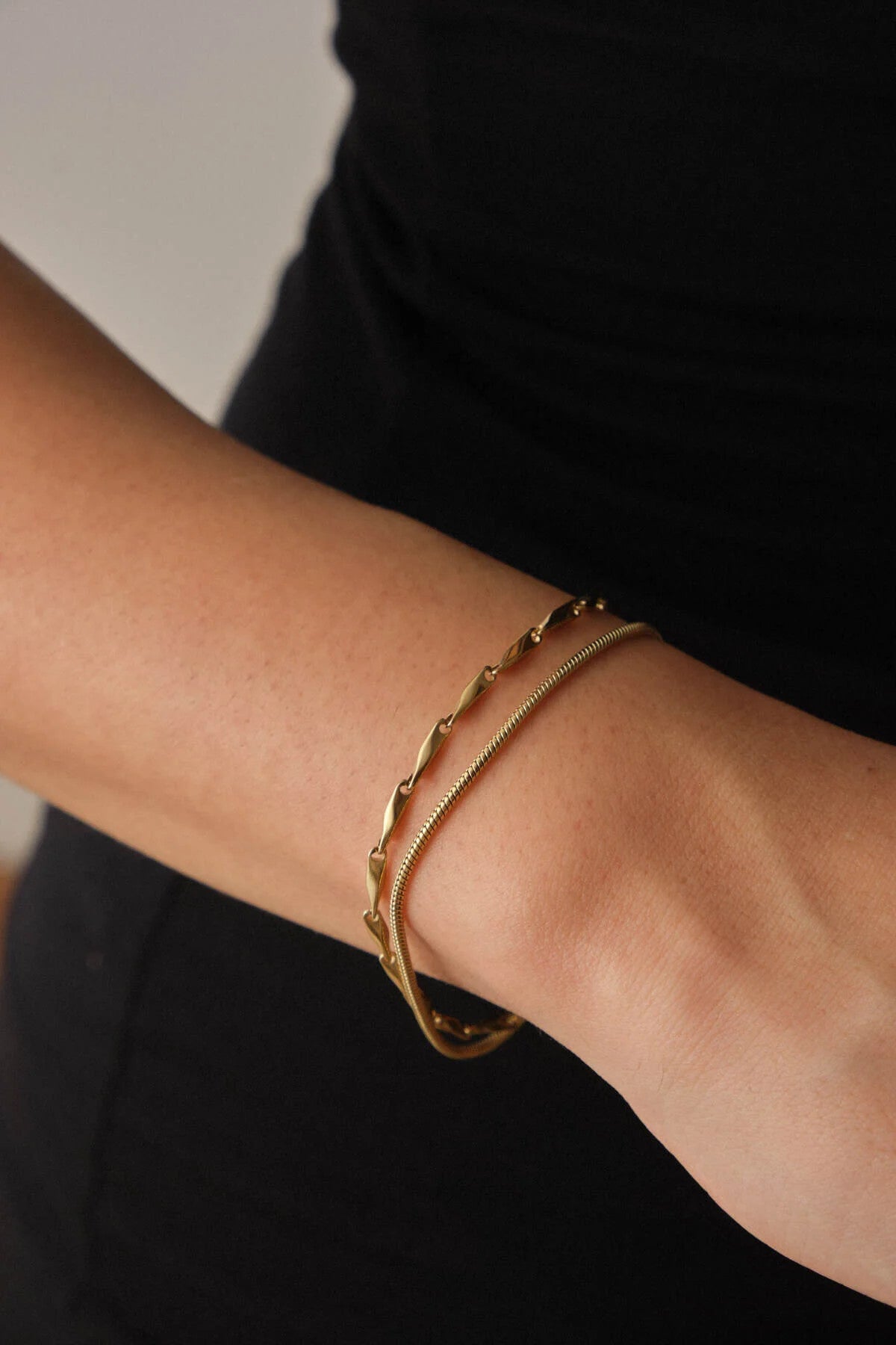 Çelik 2'li Kombin Halat İtalyan Ve İnce Küp Üçgen Zincir Bileklik Minimal Kararmaz 17+4cm