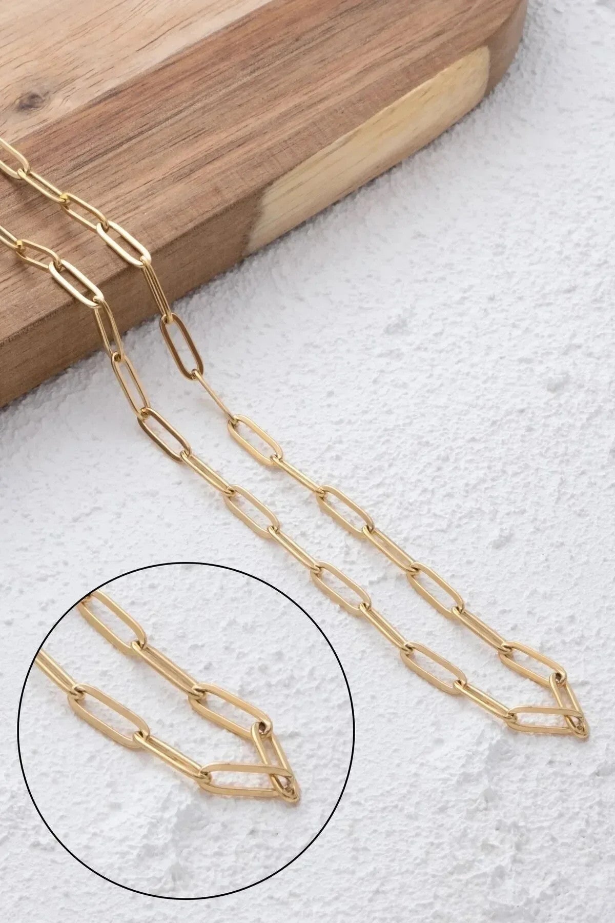 Çelik Ataç Oval Erkek Zincir Kolye 4mm Kararmaz