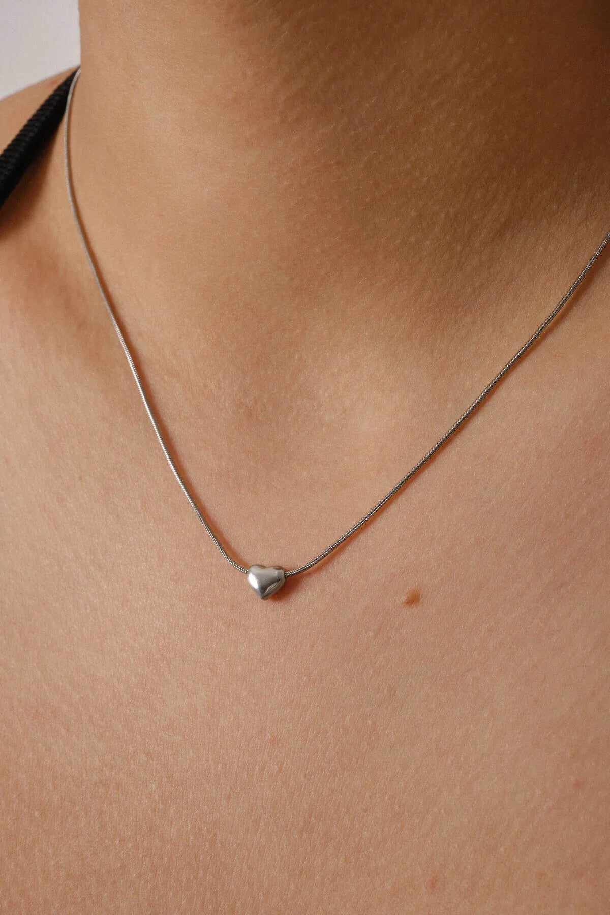 Çelik Minik Kalp Kolye Kararmaz 40cm 5cm
