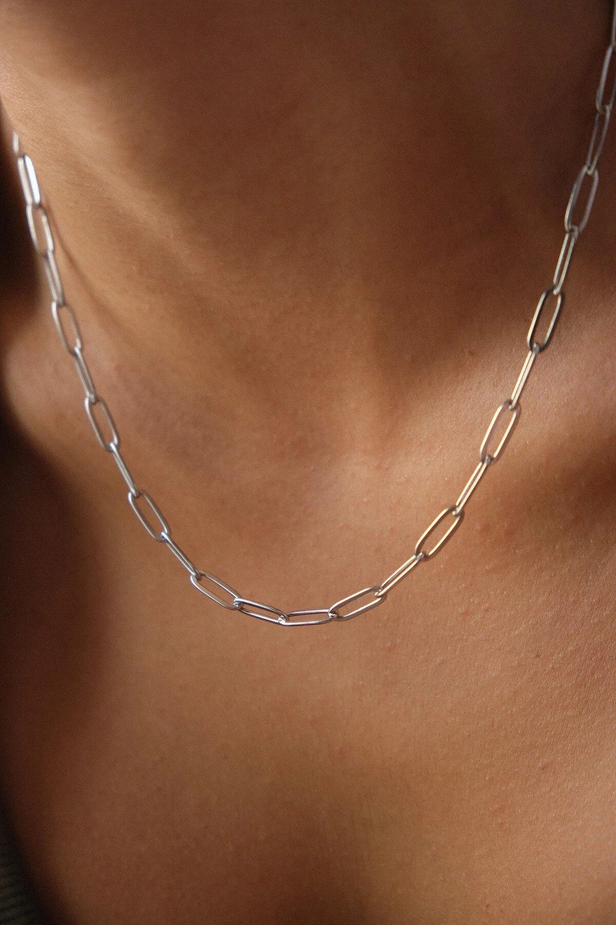 Çelik Ataç Oval Zincir Kolye Kararmaz 4mm Kişiselleştirilebilir Zincir Boy Seçenekleriyle