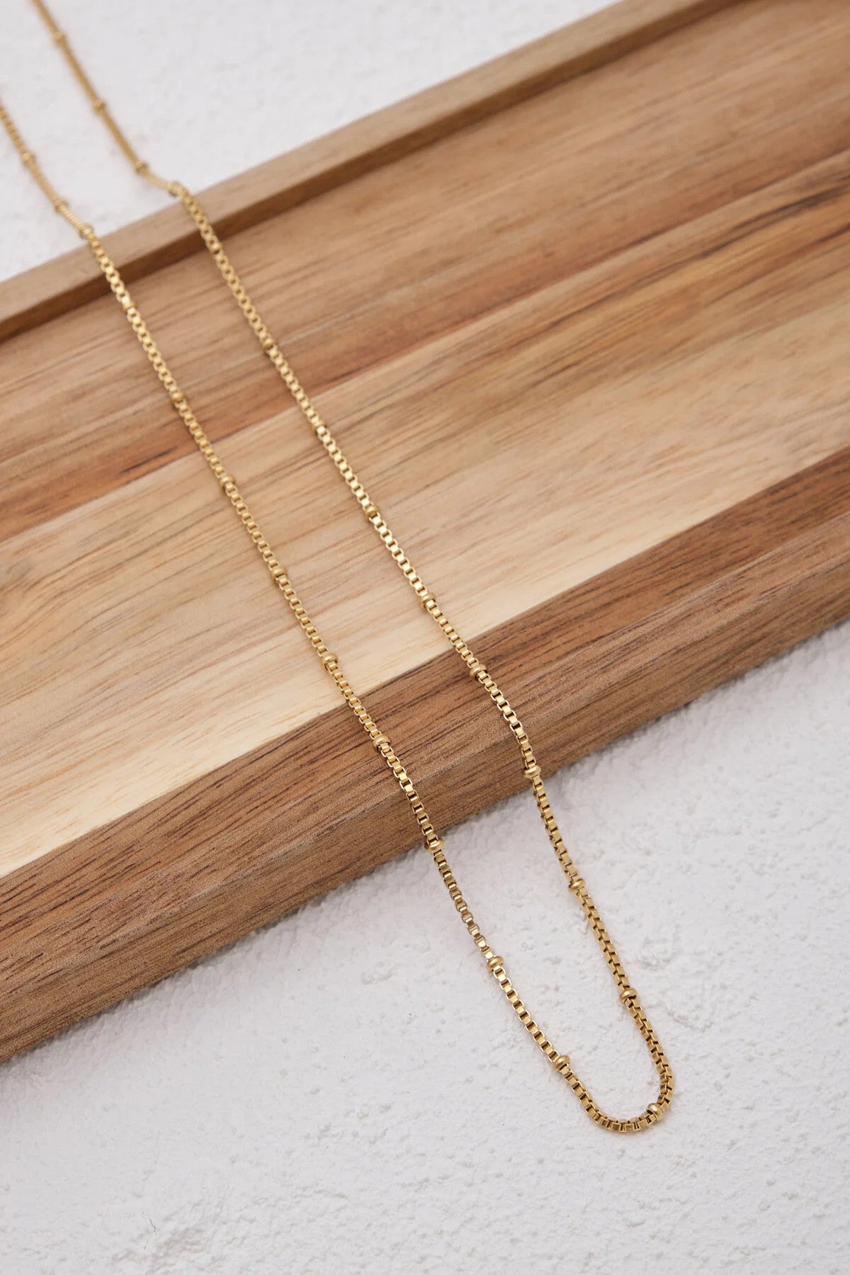 Çelik Toplu Kutu Kare Zincir Kolye Minimal Kararmaz Hayalet Zincir