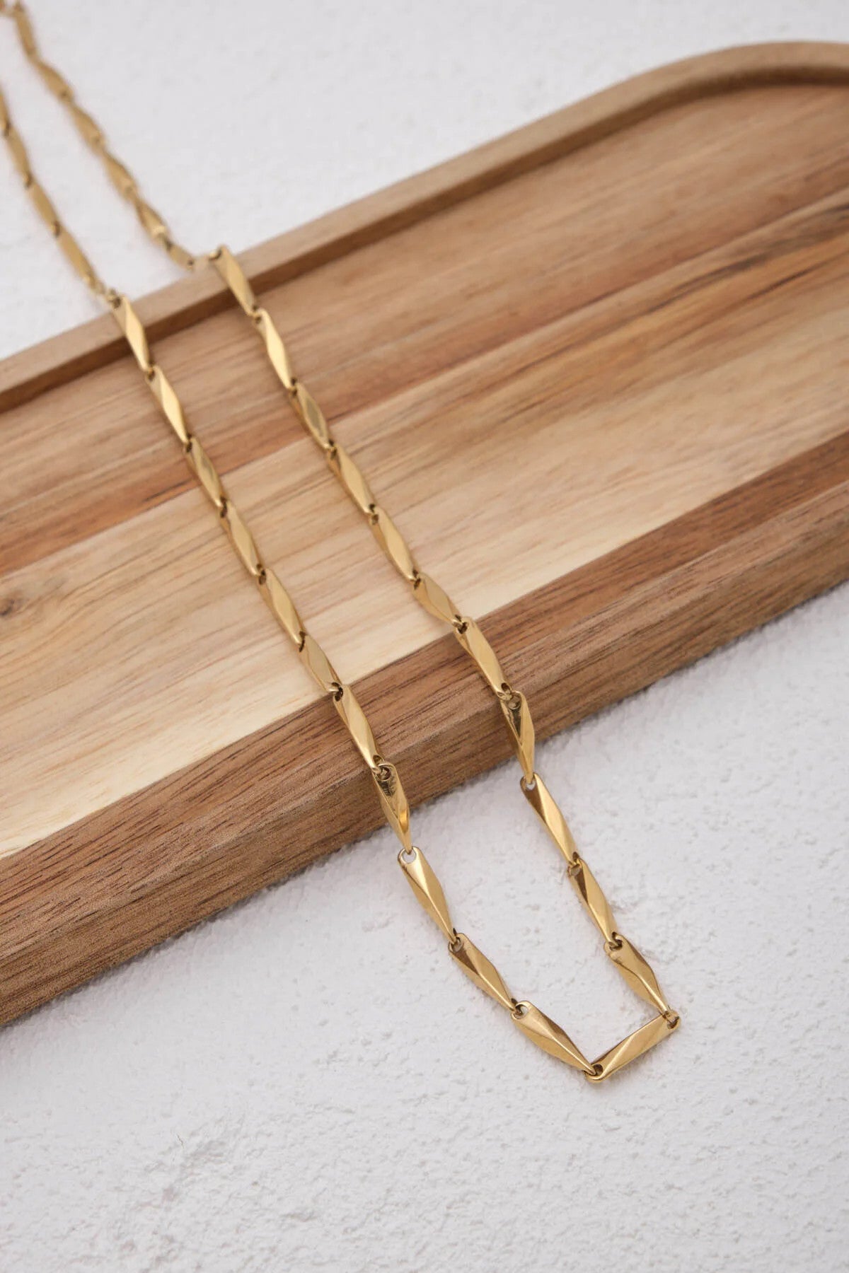 Çelik Büyük Küp Üçgen Zincir Kolye Unisex 4mm Kararmaz Günlük Kullanıma Uygun