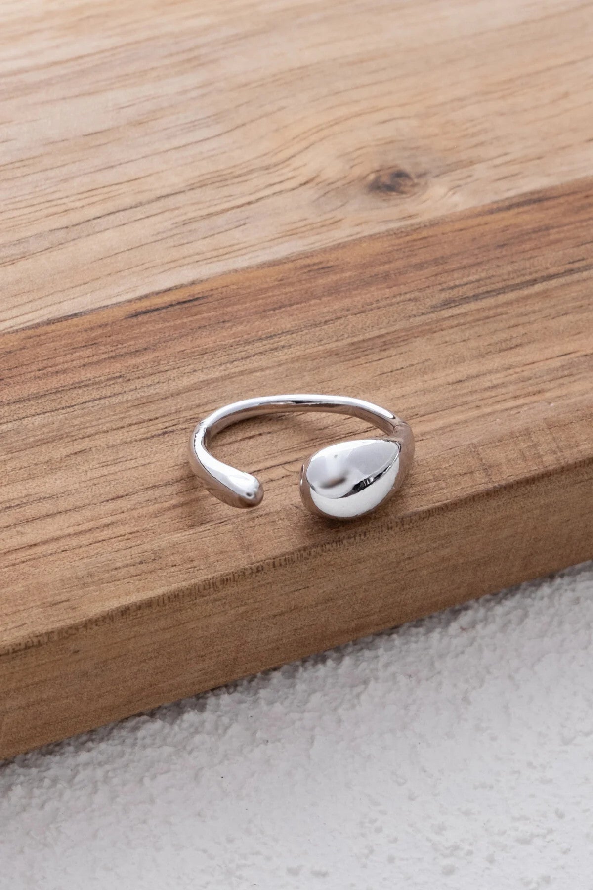 Bombeli Damla Yüzük Altın Plaka Free Size Önden Ayarlamalı