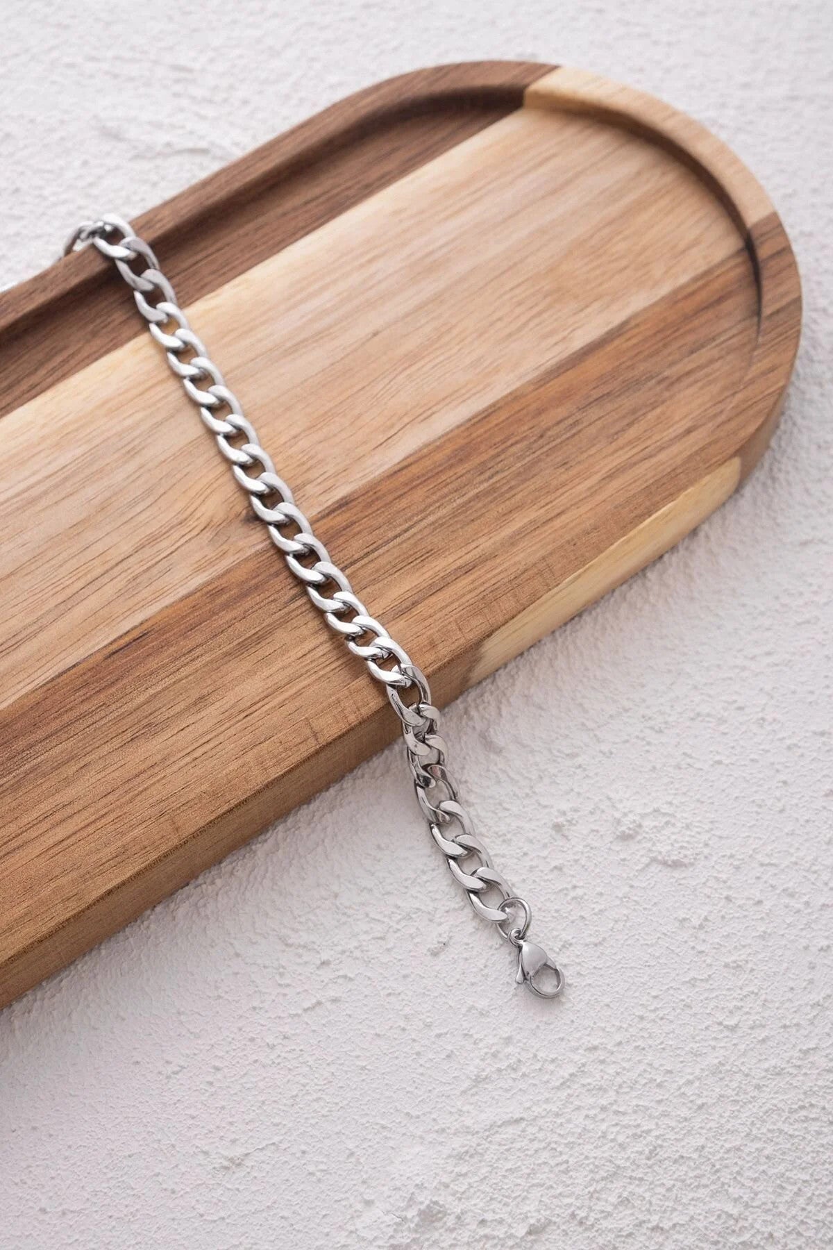 Çelik Gurmet Erkek Zincir Bileklik 6mm Kararmaz 20cm