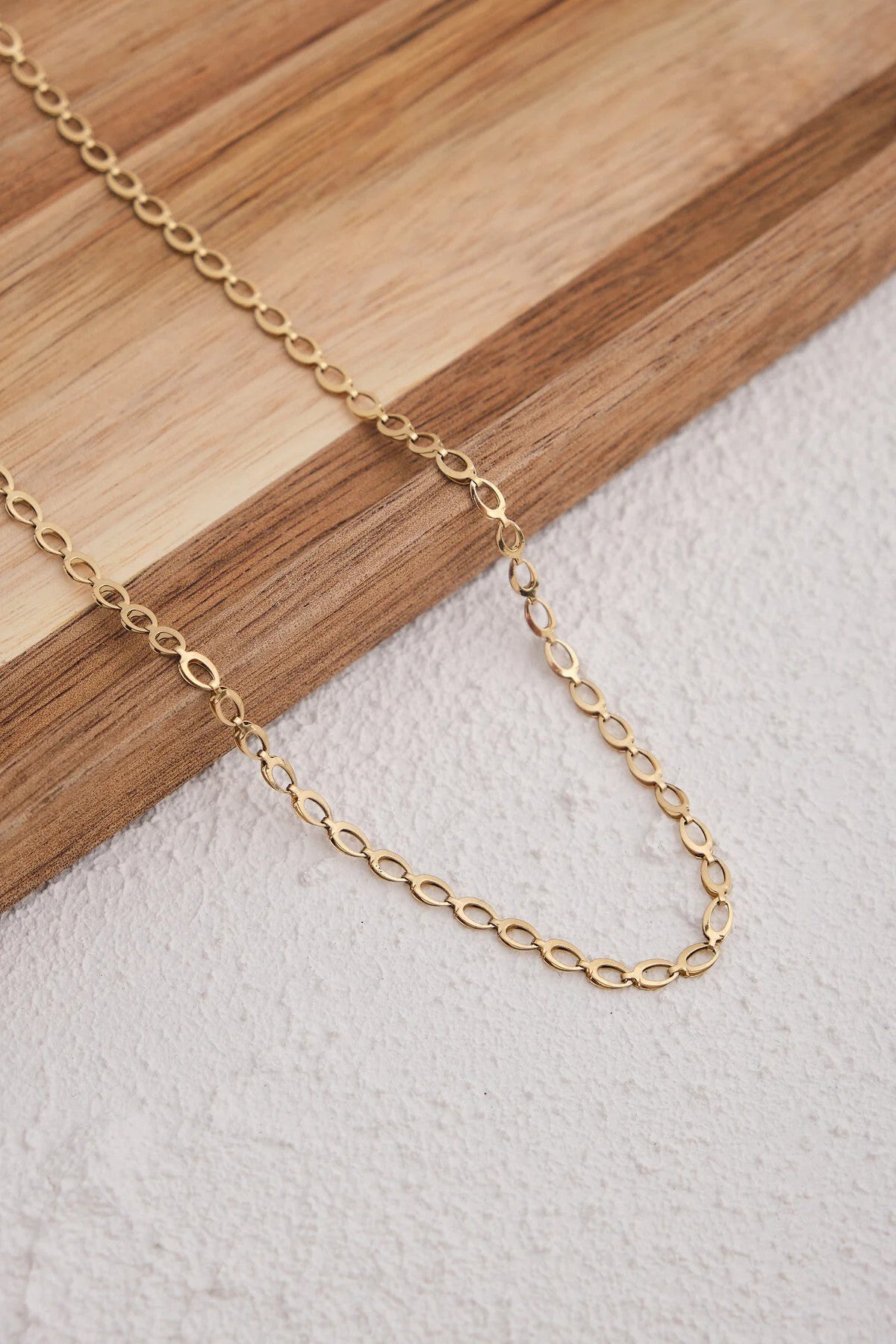 Çelik Arpa Kolye Buğday Zincir Kolye 3mm Kararmaz