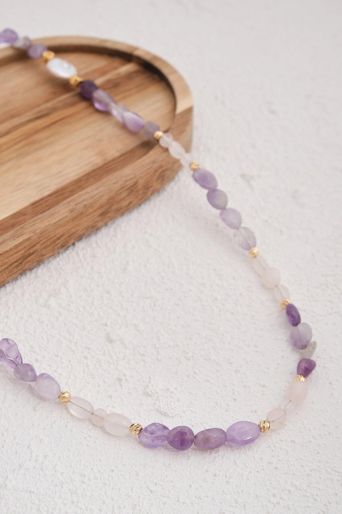 Ametist Doğal Taş Kolye 80cm Dekolte Doğal Taş Kolye El İşi Özel Yapım Ametist Taşı