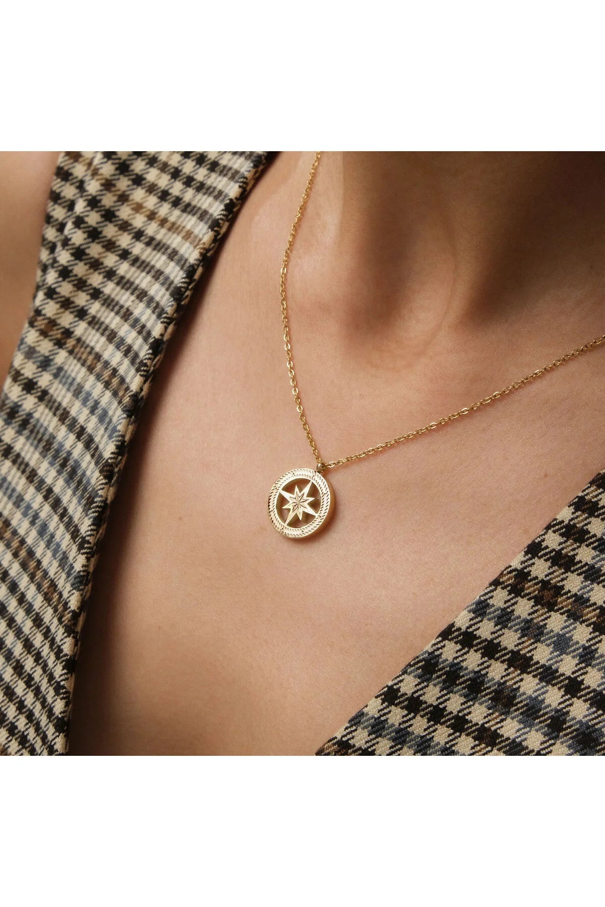 Çelik Pusula Kolye Kararmaz Denizci Kaptan Kolyesi