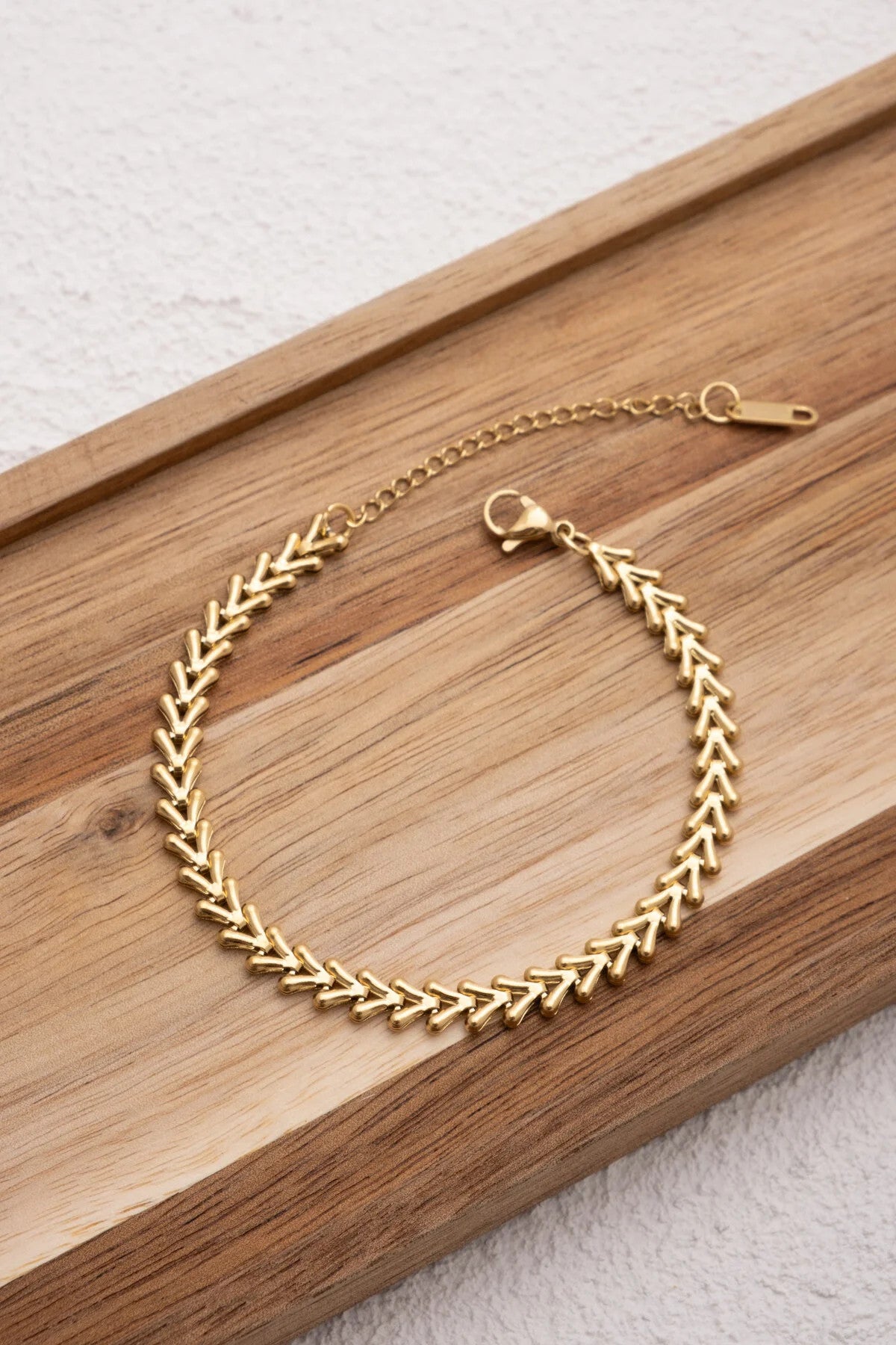 Çelik Balık Sırtı Zincir Bileklik Başak Model Bileklik Kararmaz 17+6cm Günlük Kullanıma Uygun