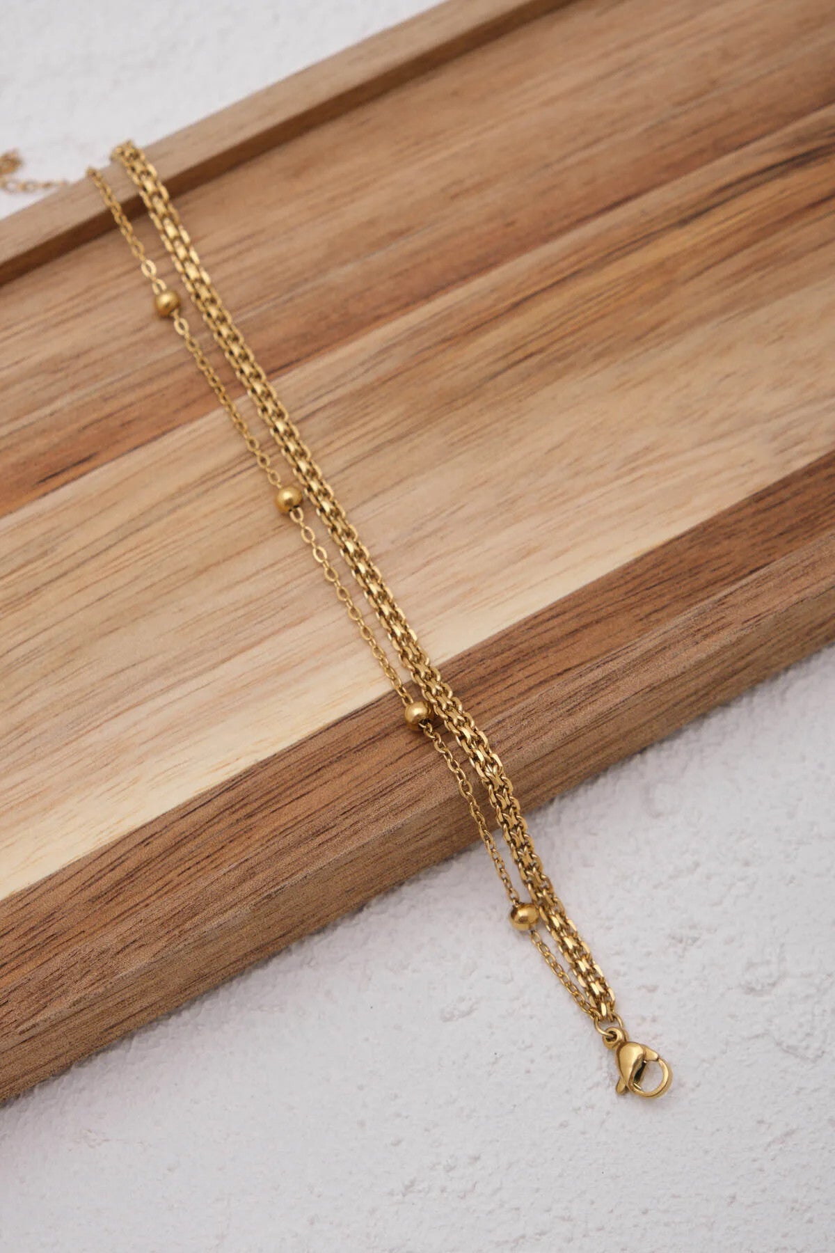 Çelik 2'li Kombin Toplu Ve Örme Zincir Bileklik Kararmaz 17+4cm & 21cm Günlük Kullanıma Uygun